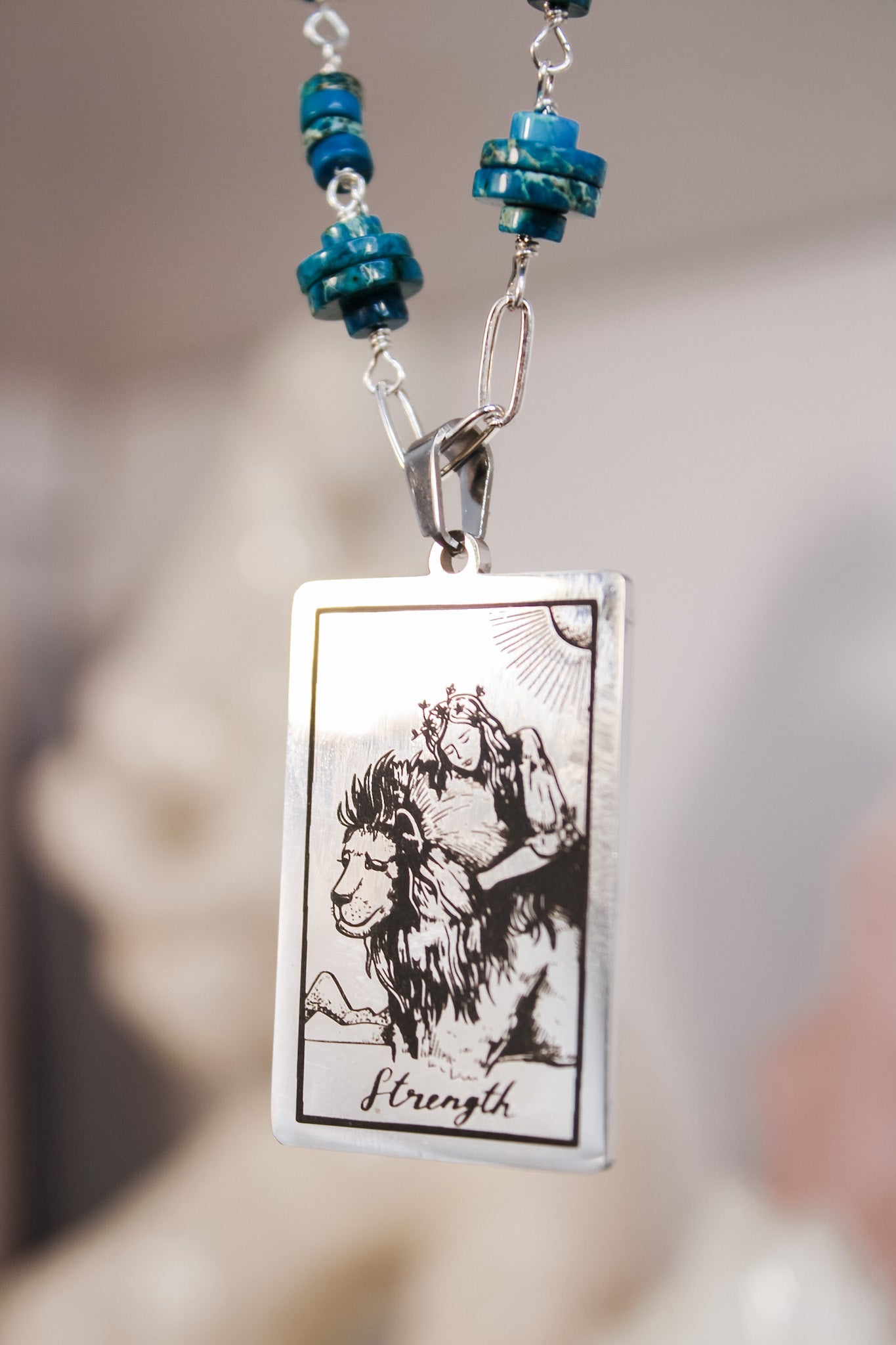 Jasper Sea Silver Strength Tarot NecklaceBeth ZinkNecklaces
