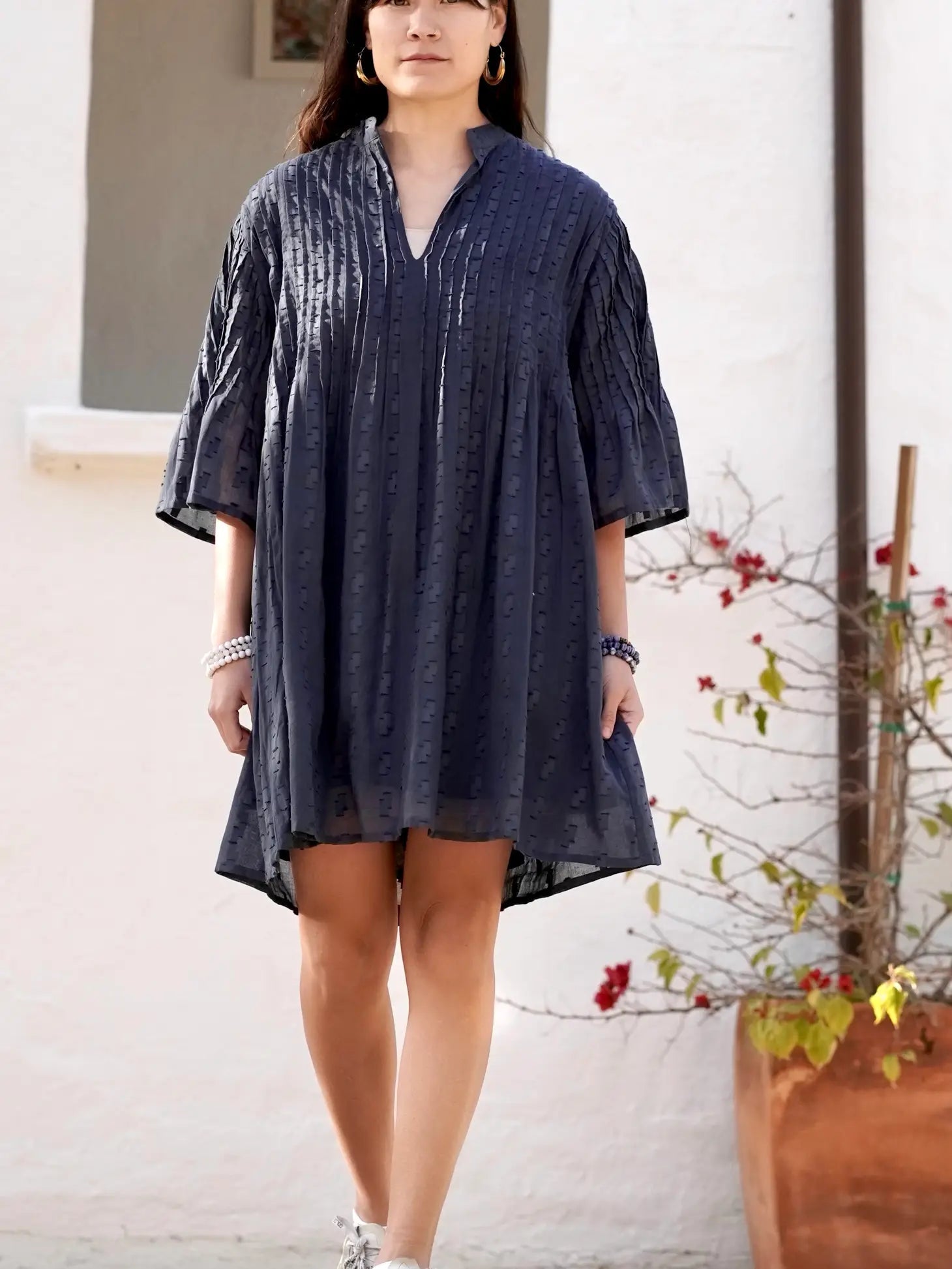 Kat Cotton Dress- NavyDolmaDress