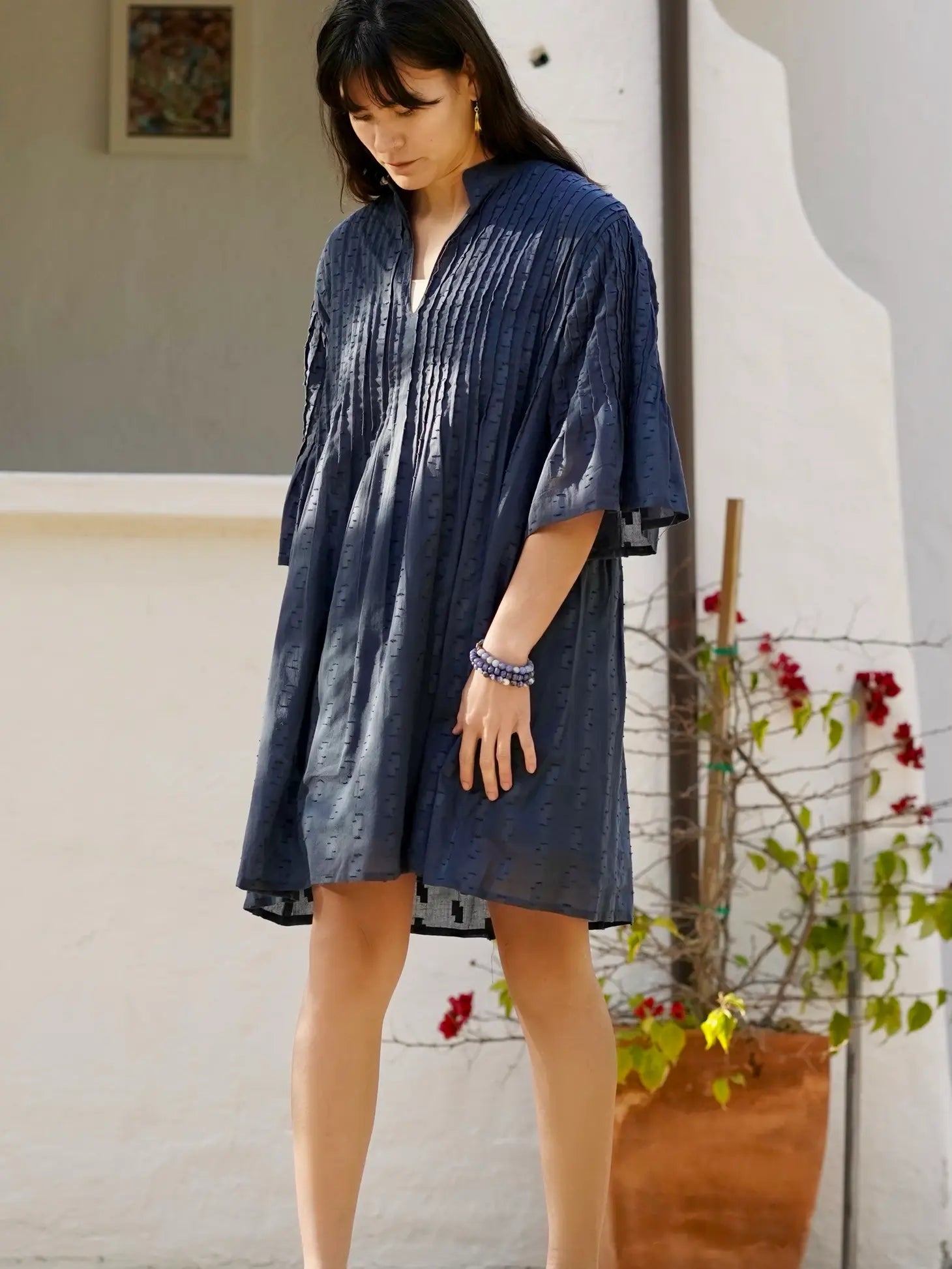 Kat Cotton Dress- NavyDolmaDress