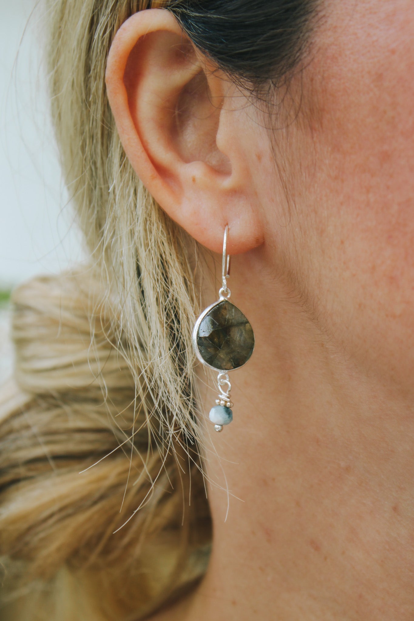 Labradorite & Aquamarine Earrings #336Elizabeth WEarrings