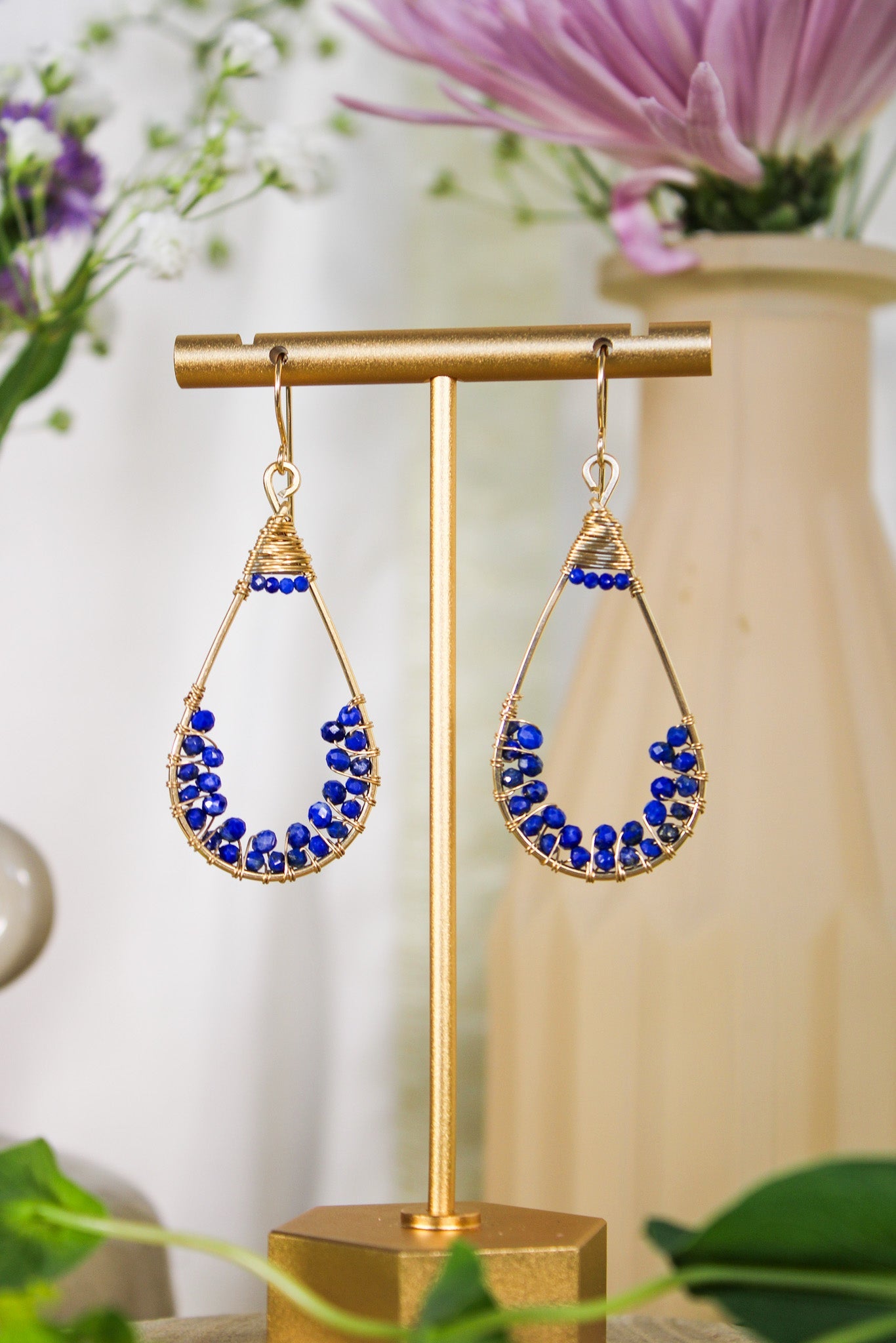 Lapis Beaded Drop Earrings #1411James & JezebelleEarrings