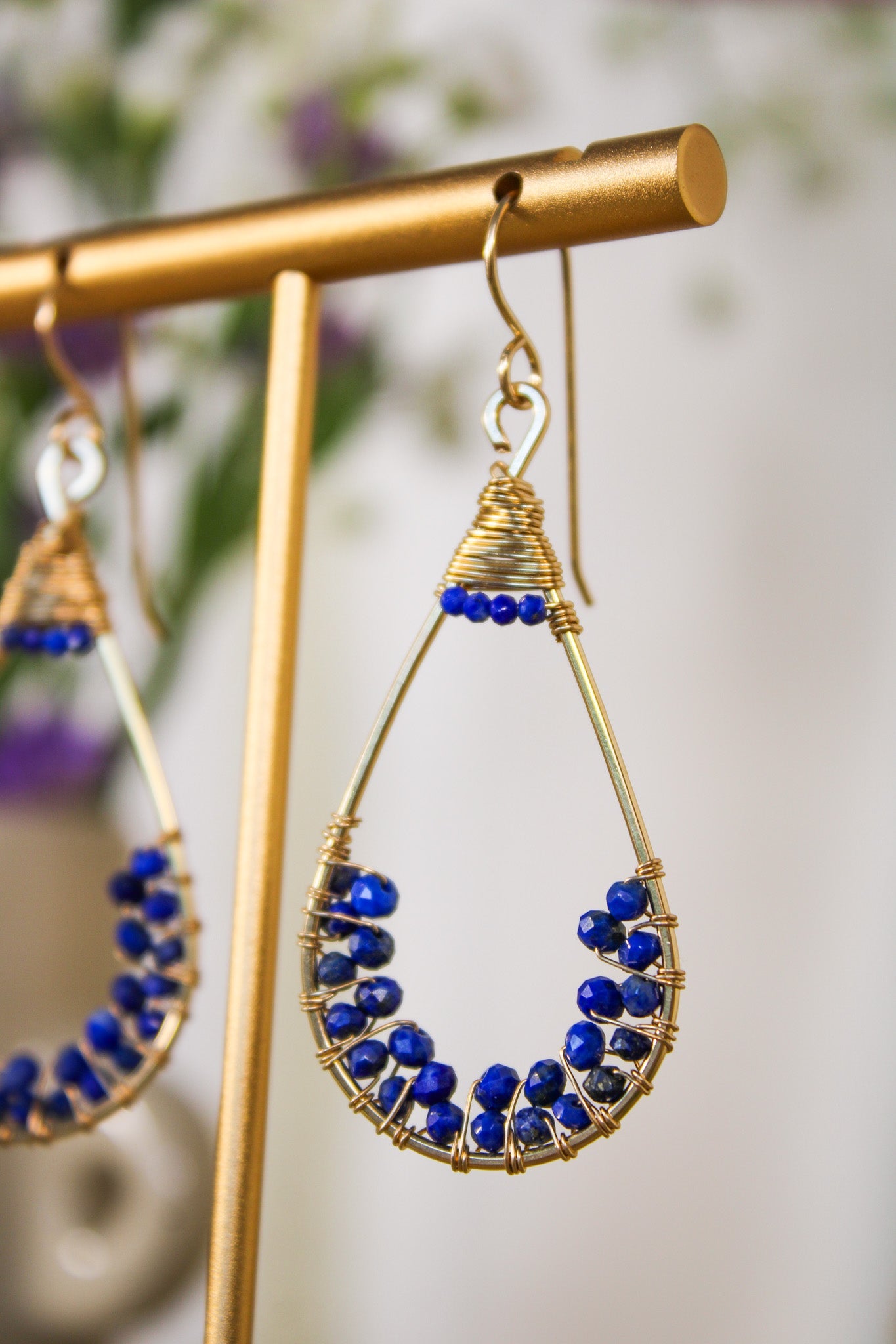 Lapis Beaded Drop Earrings #1411James & JezebelleEarrings