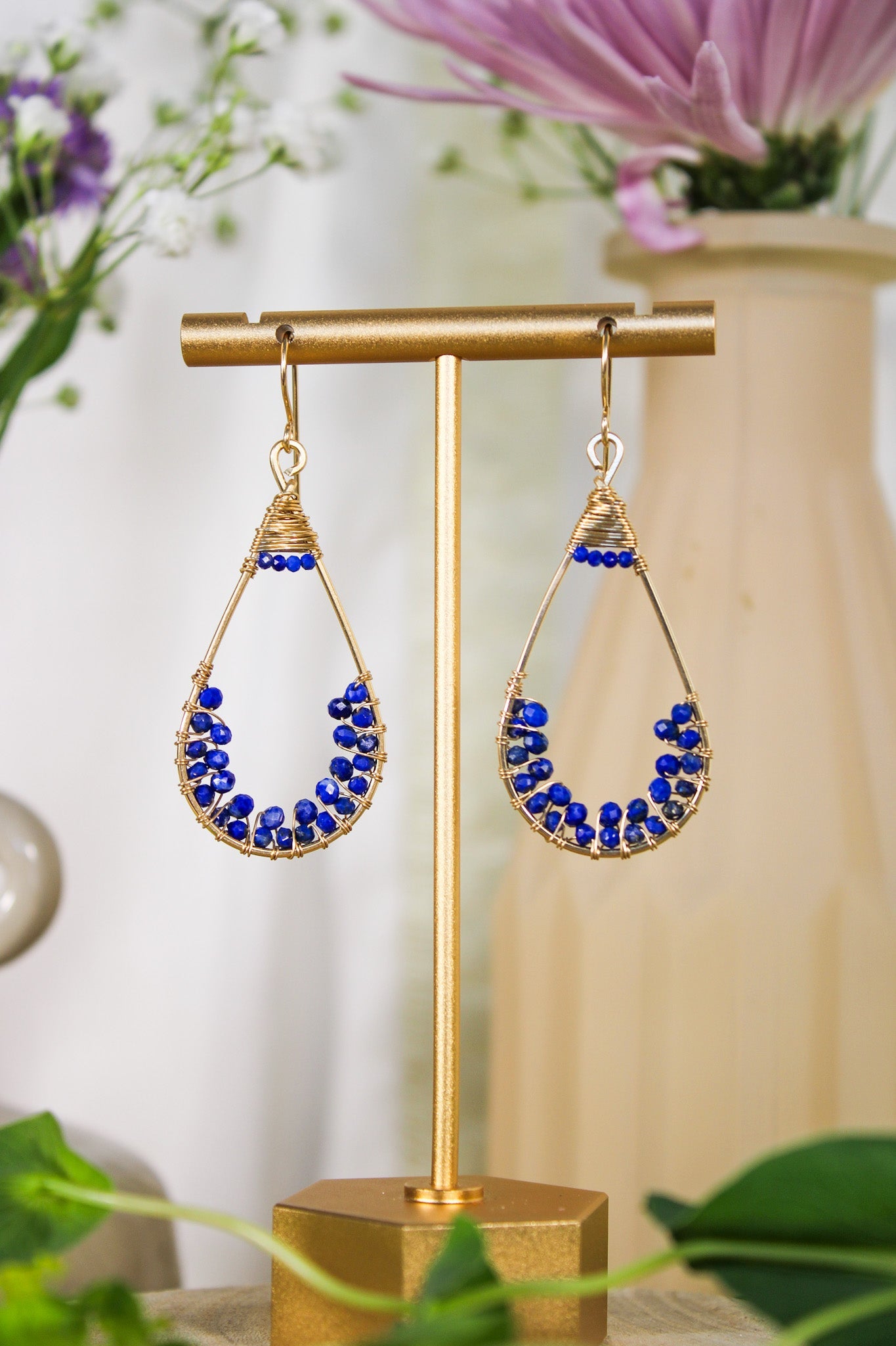 Lapis Beaded Drop Earrings #1411James & JezebelleEarrings