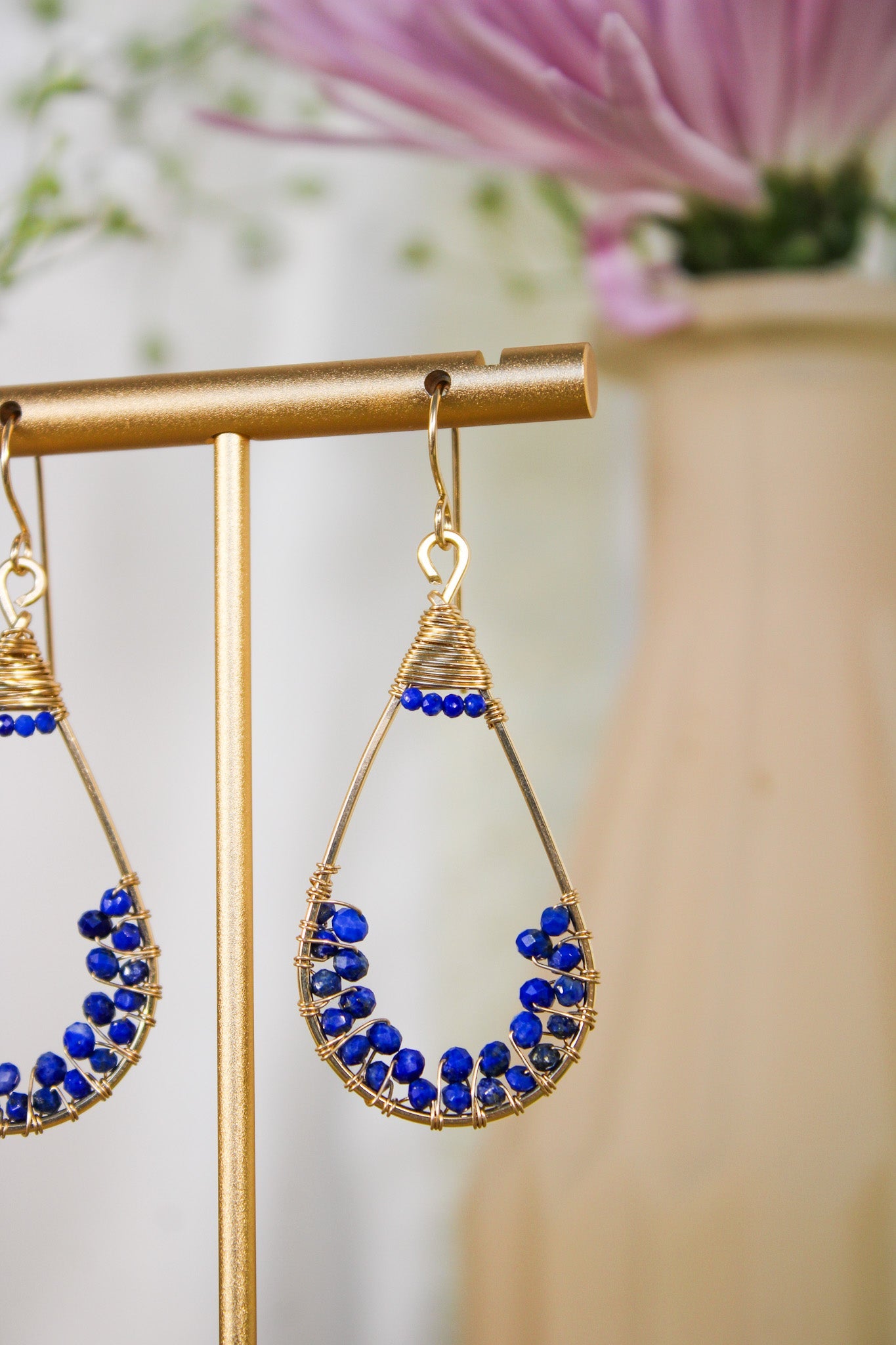 Lapis Beaded Drop Earrings #1411James & JezebelleEarrings