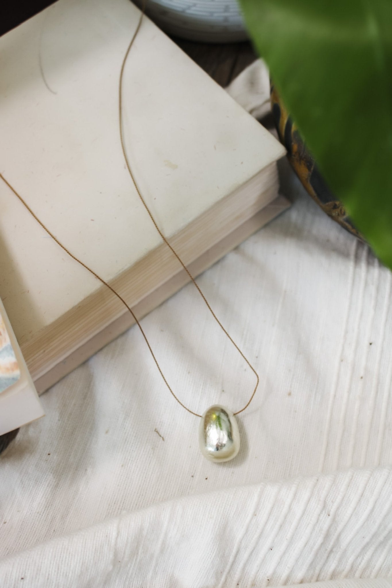 Large 12kt White Gold Egg NecklaceCarol LeskanicNecklace