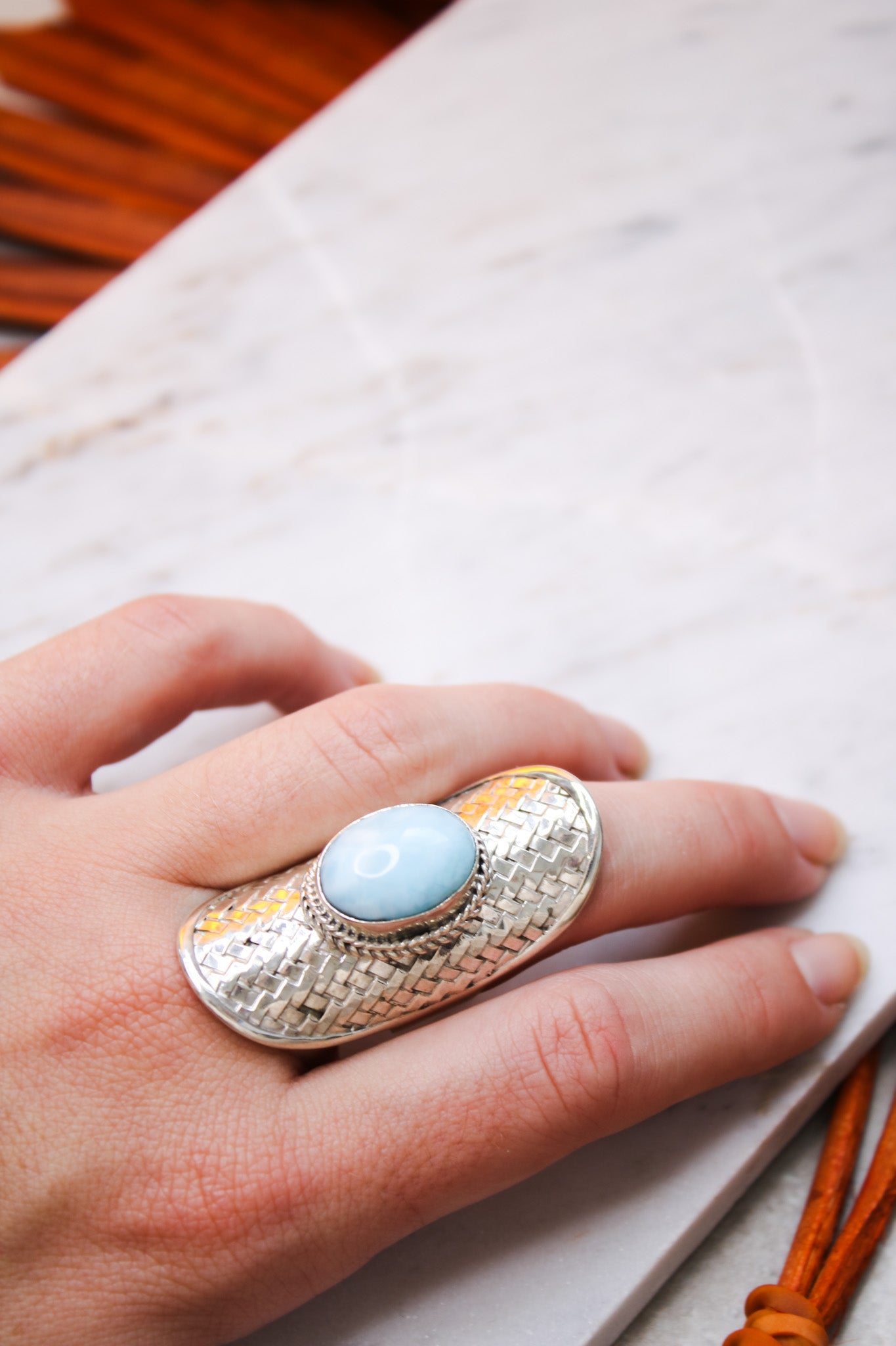 Large Larimar RingJinjaRing