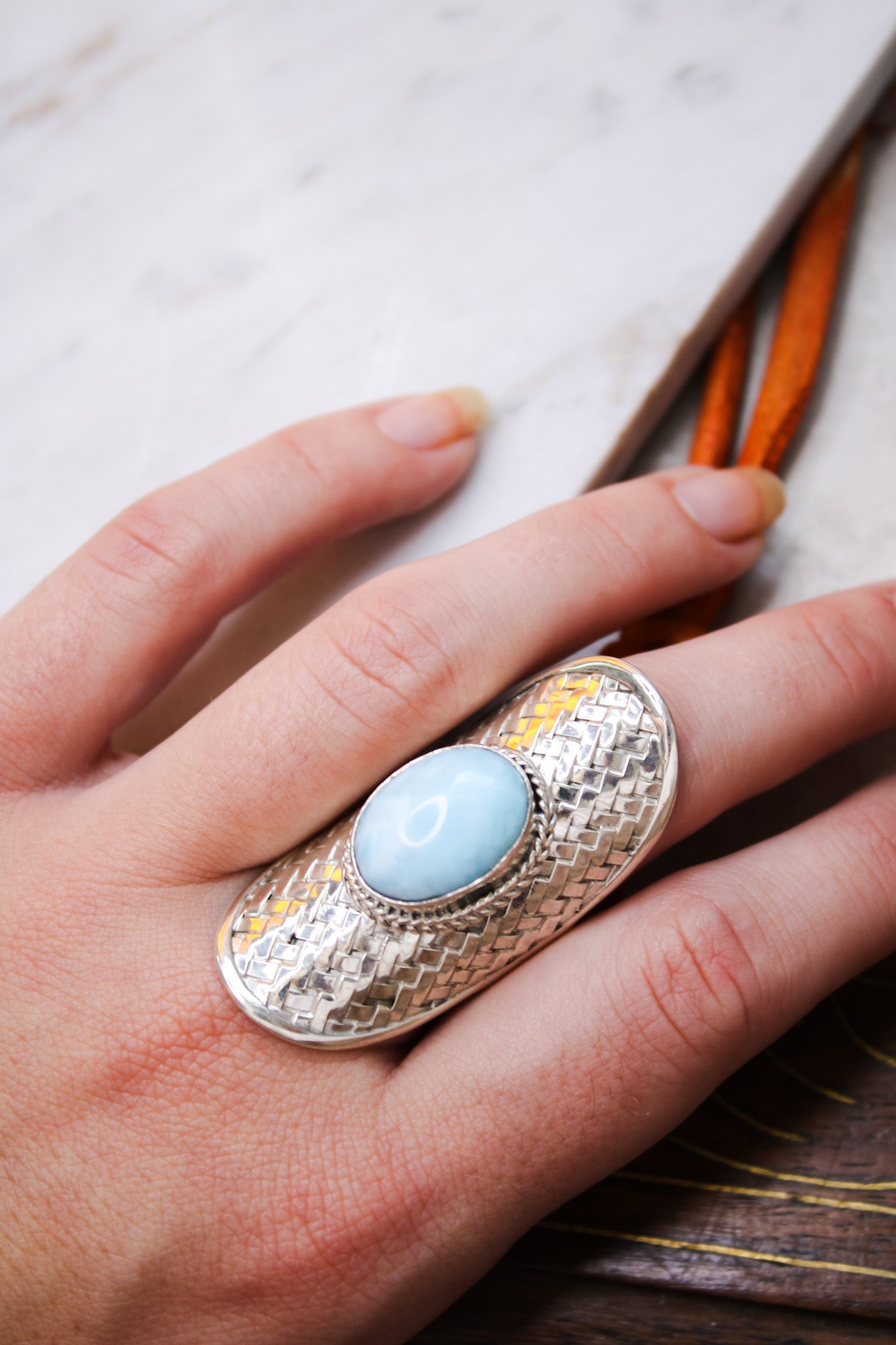 Large Larimar RingJinjaRing