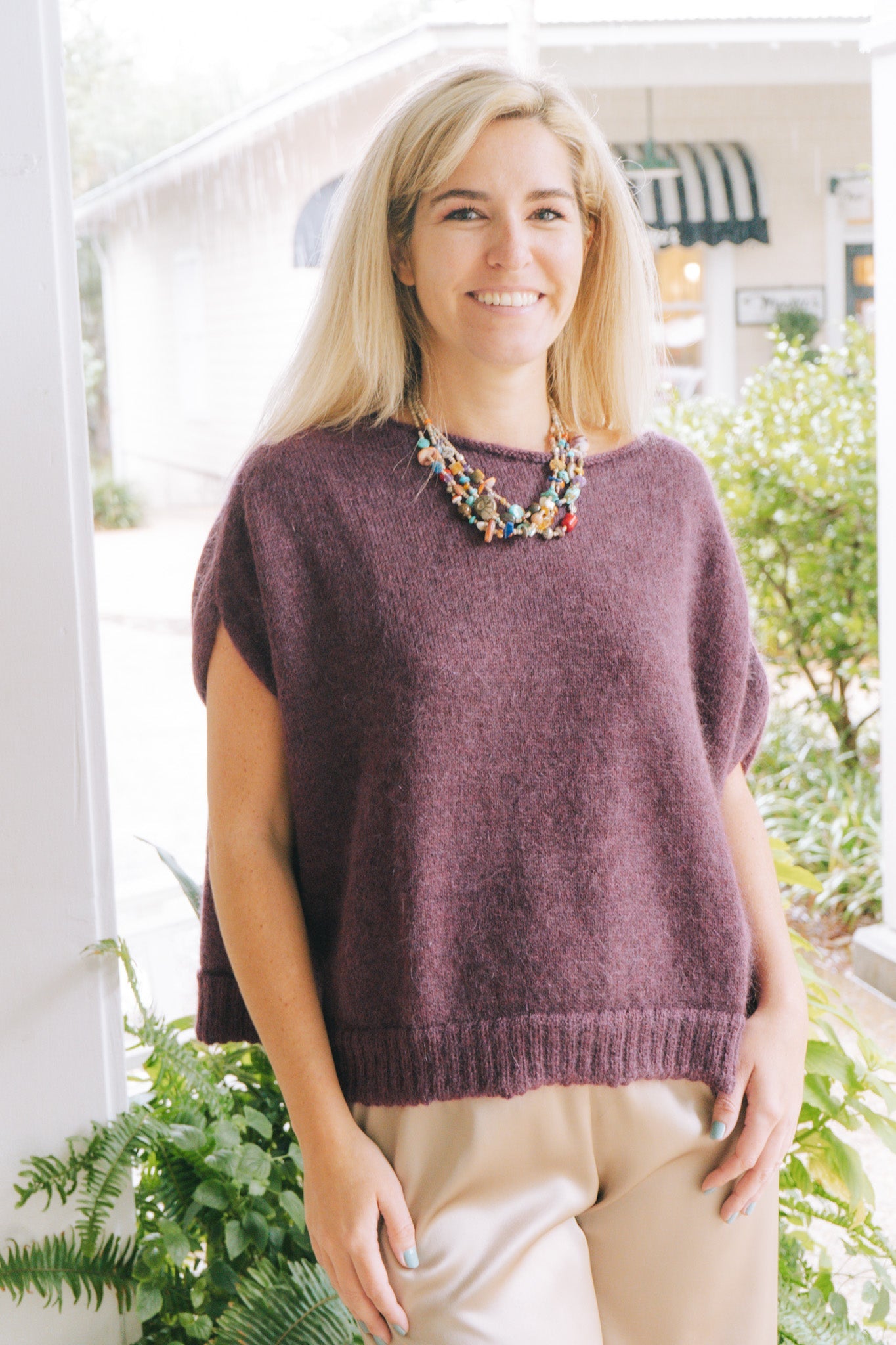Large Mohair Sleeveless Sweater - PlumGallego DesportesShirts & Tops