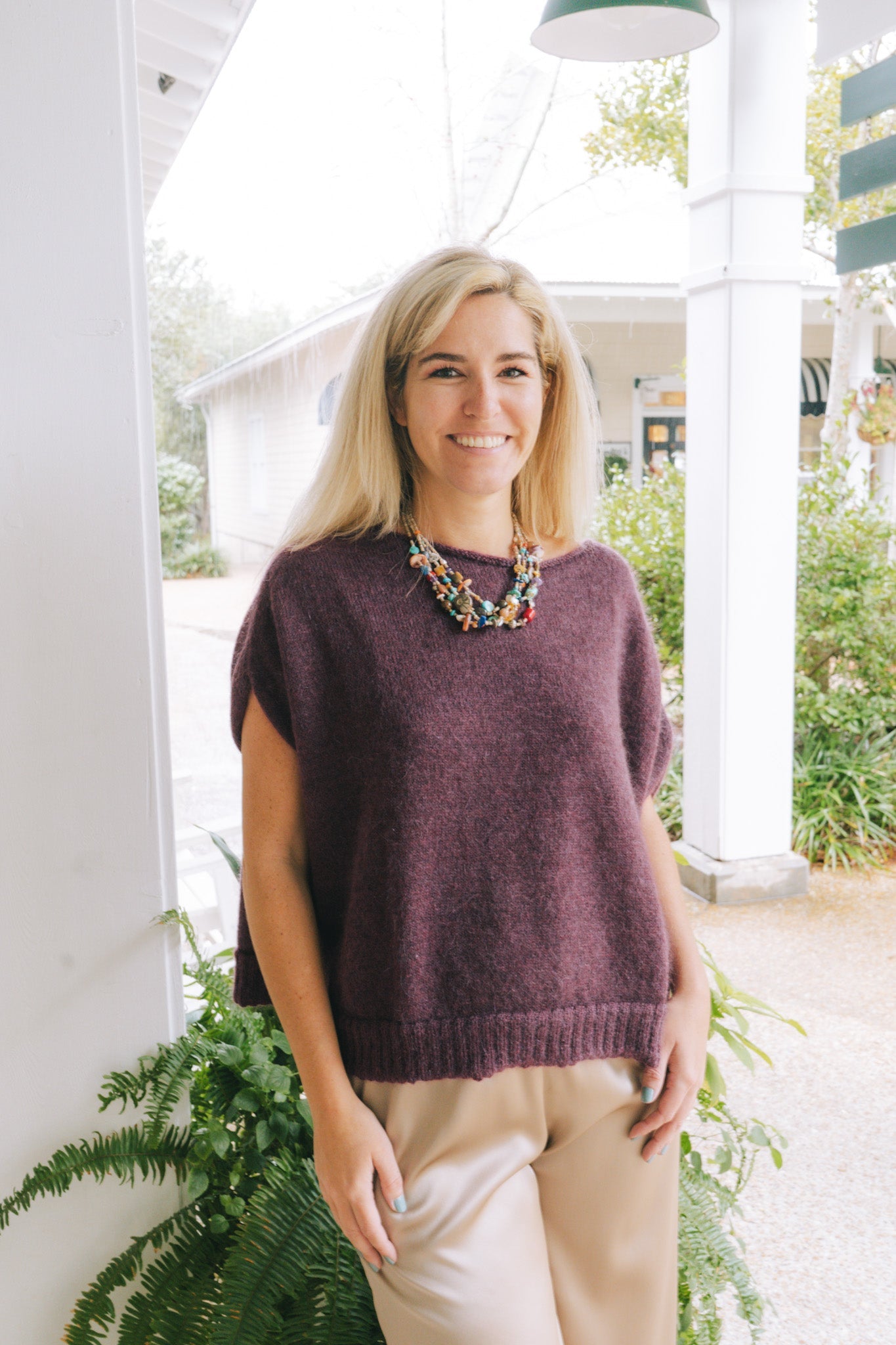 Large Mohair Sleeveless Sweater - PlumGallego DesportesShirts & Tops