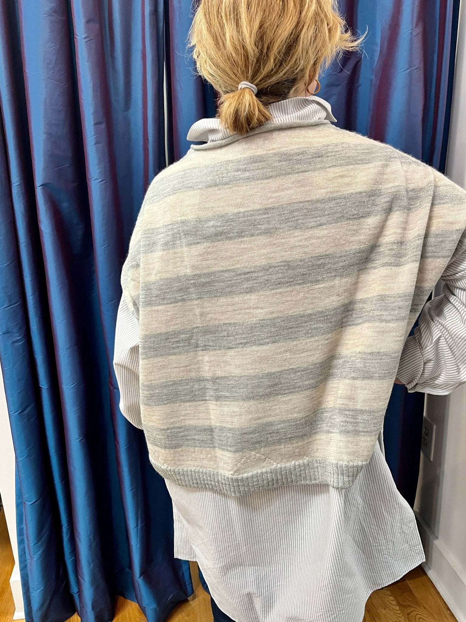 Large Sleeveless Sweater- Natural Grey StripesGallego Desportessweater