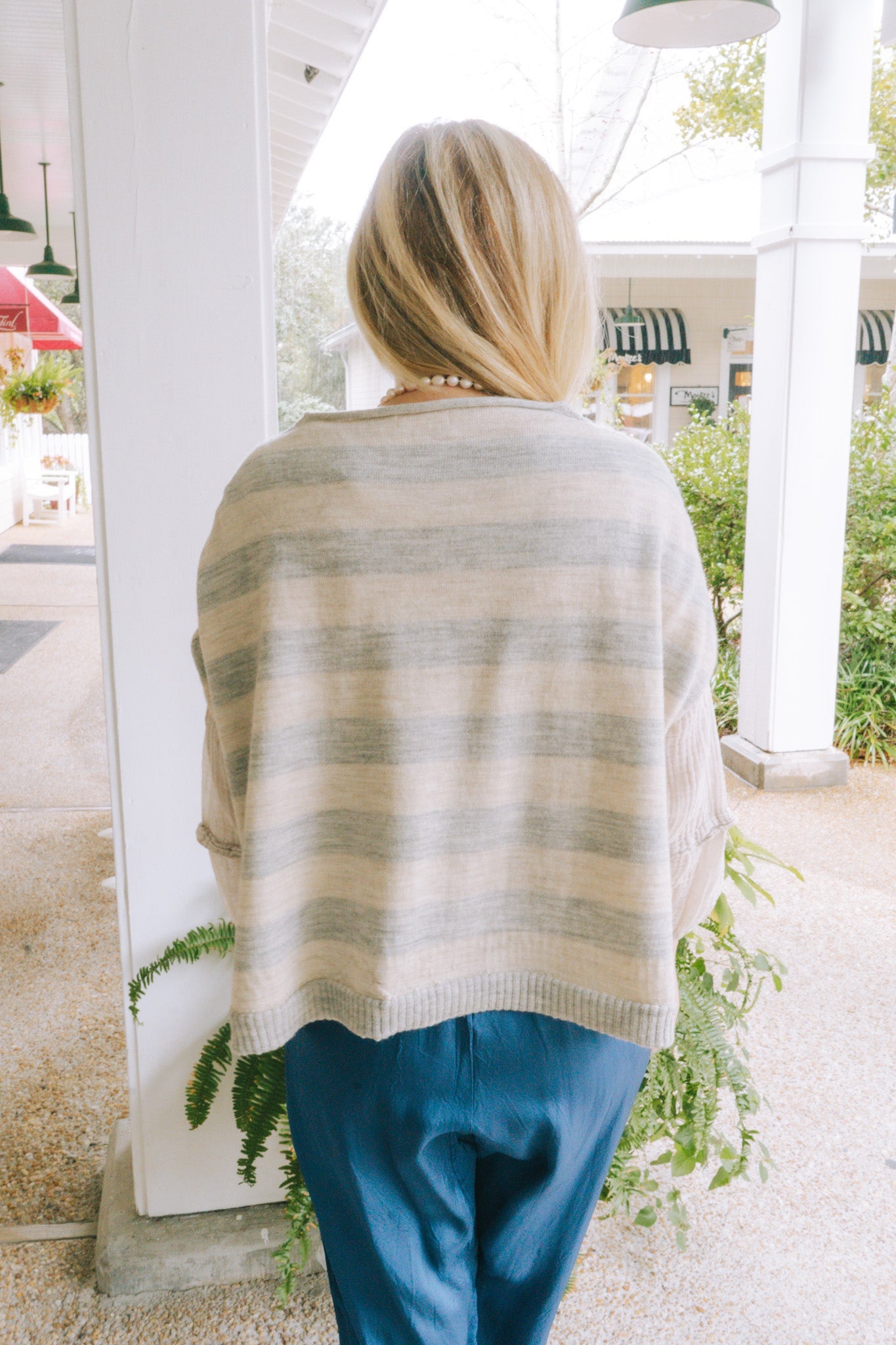 Large Sleeveless Sweater- Natural Grey StripesGallego Desportessweater
