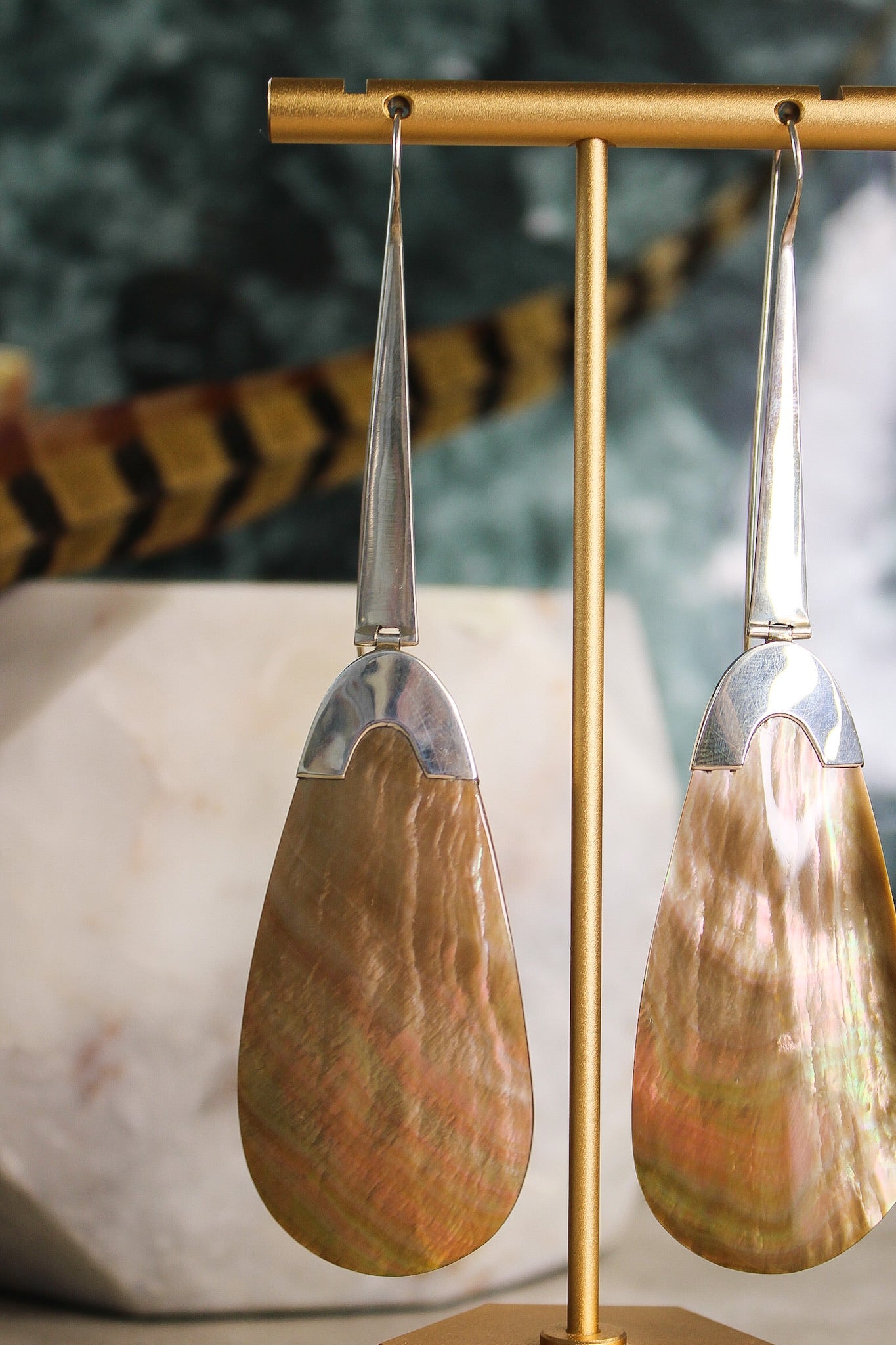 Large Tan Mother of Pearl Tear Drop EarringsJinjaEarrings