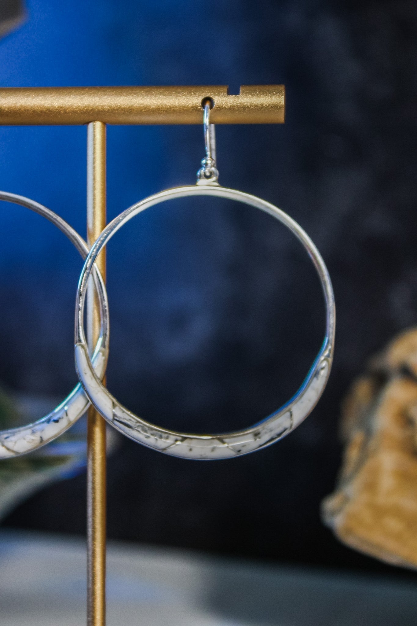 Large White Buffalo Hoop EarringsEd LohmanEarrings
