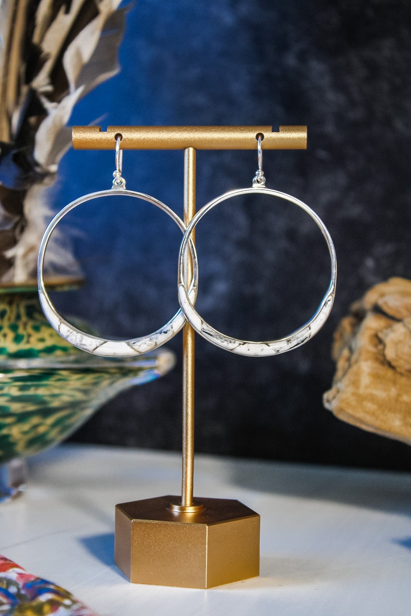 Large White Buffalo Hoop EarringsEd LohmanEarrings