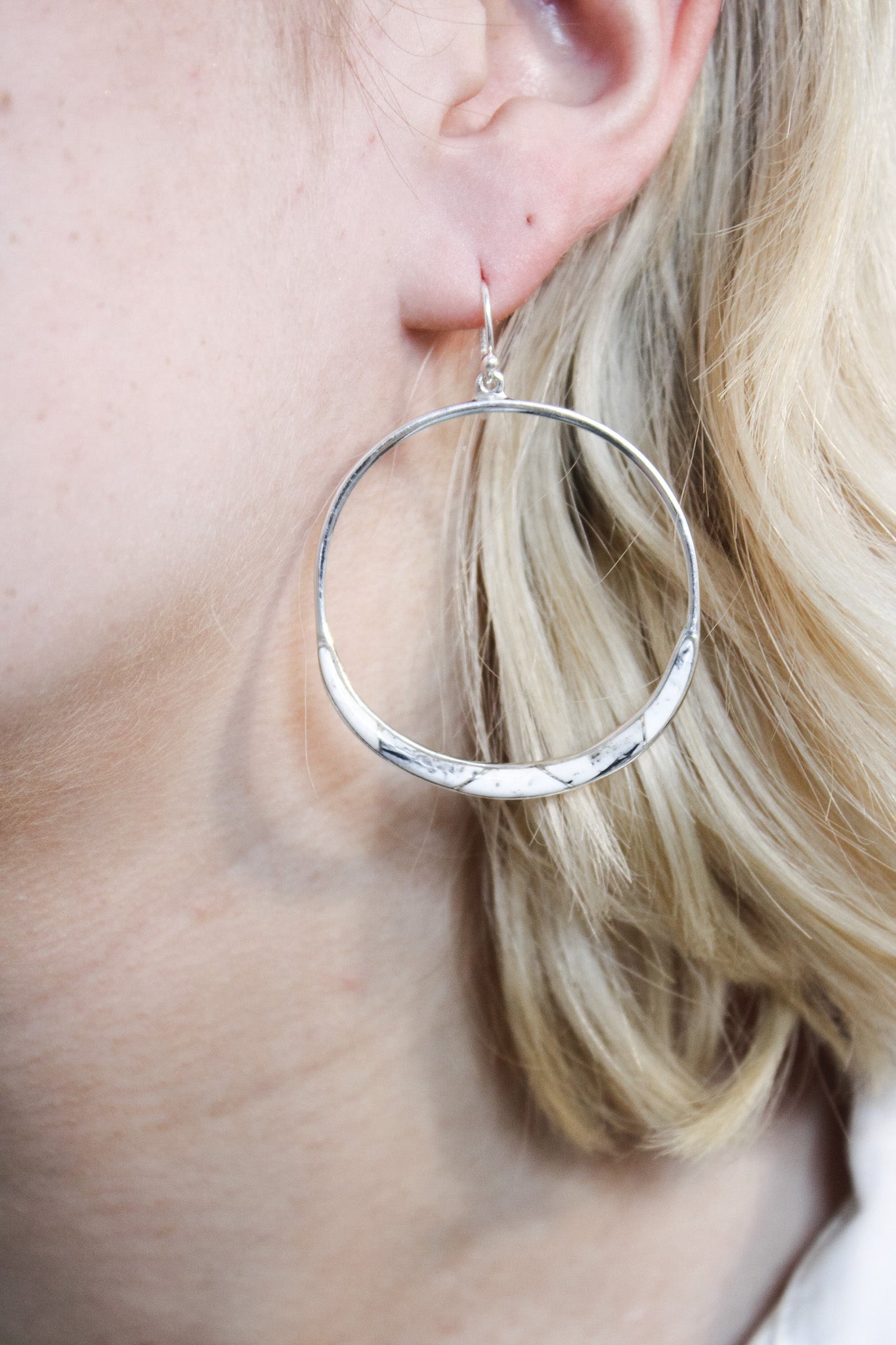 Large White Buffalo Hoop EarringsEd LohmanEarrings