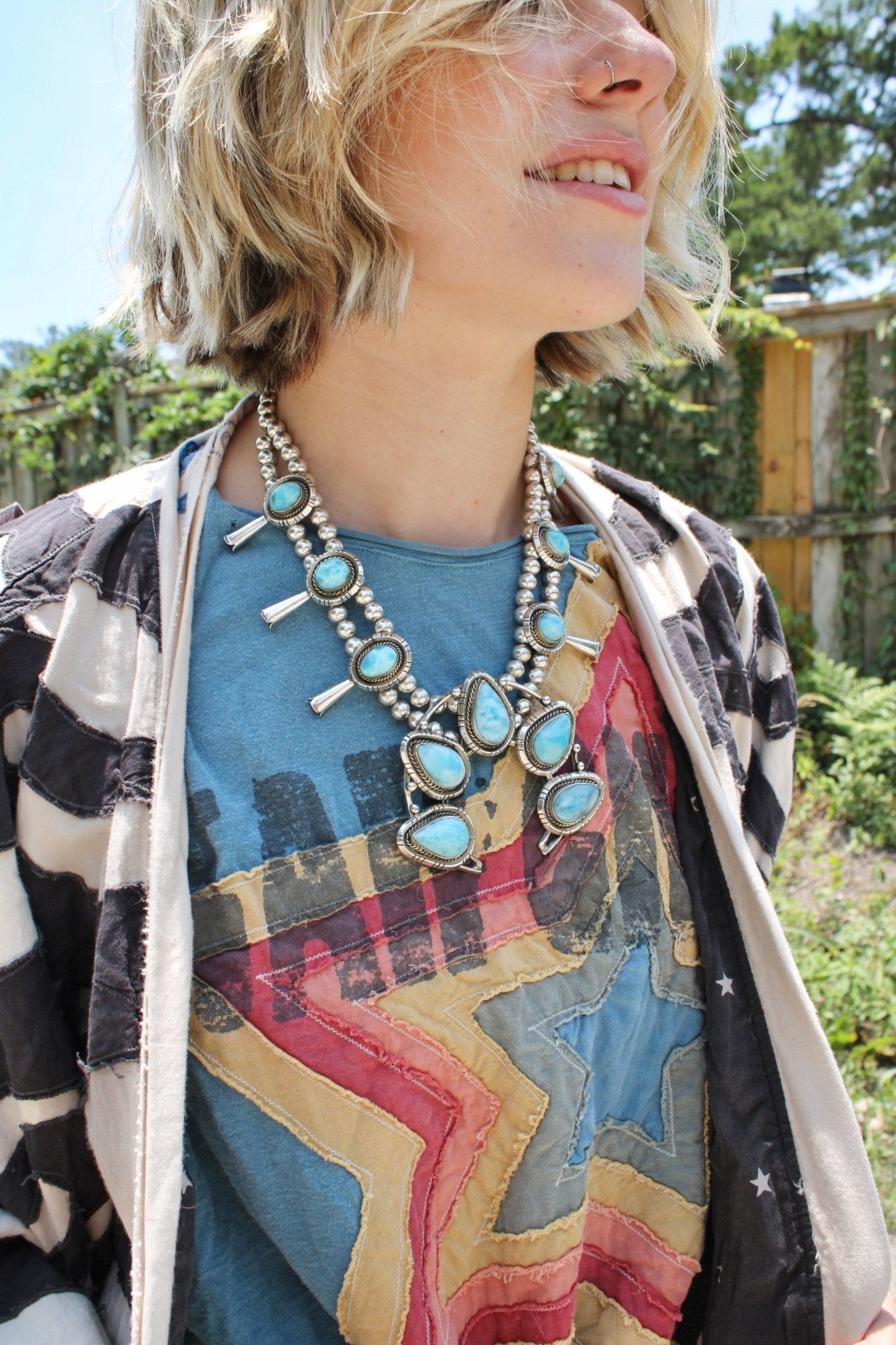 Larimar & Silver Squash BlossomRare FindsNecklaces