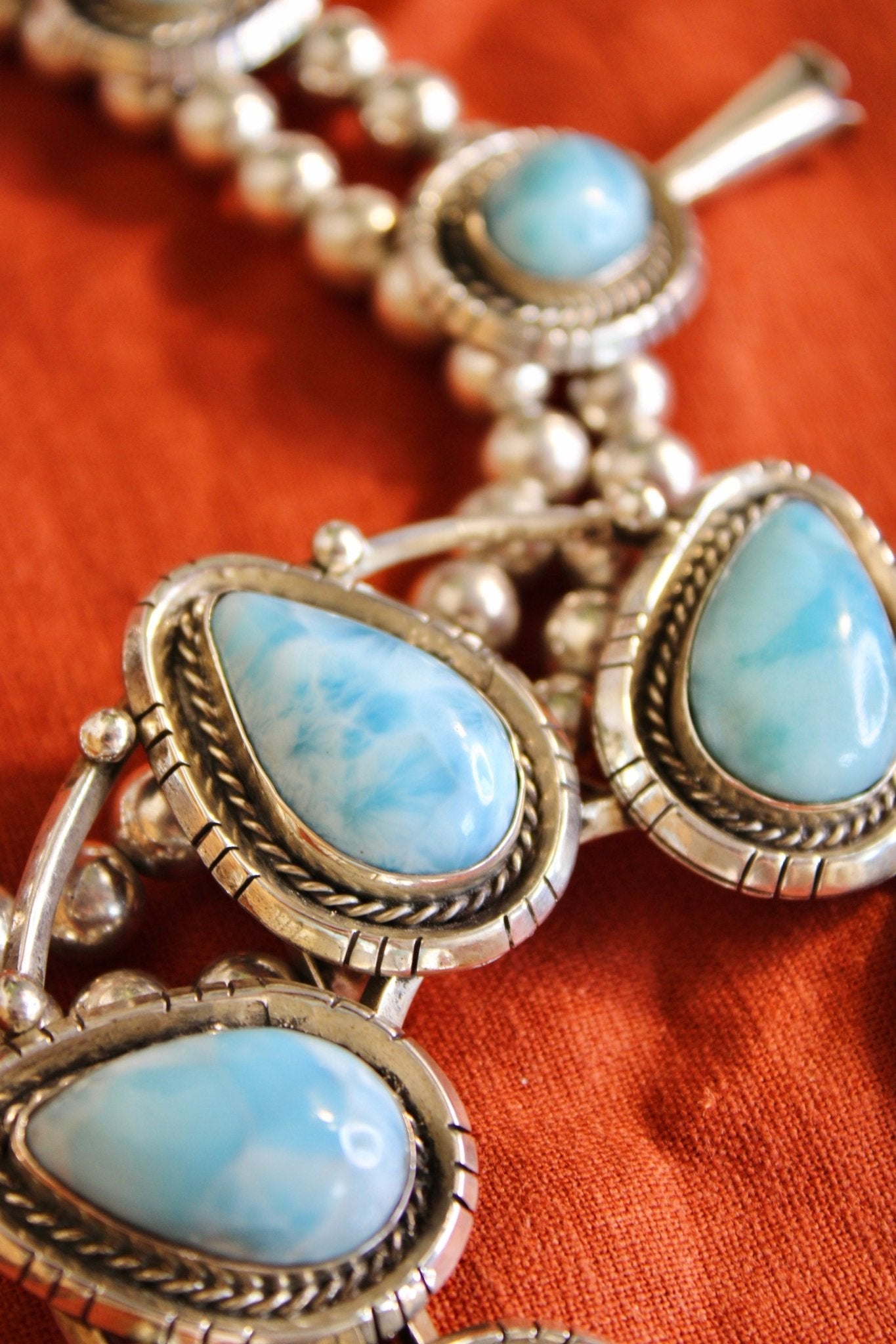 Larimar & Silver Squash BlossomRare FindsNecklaces