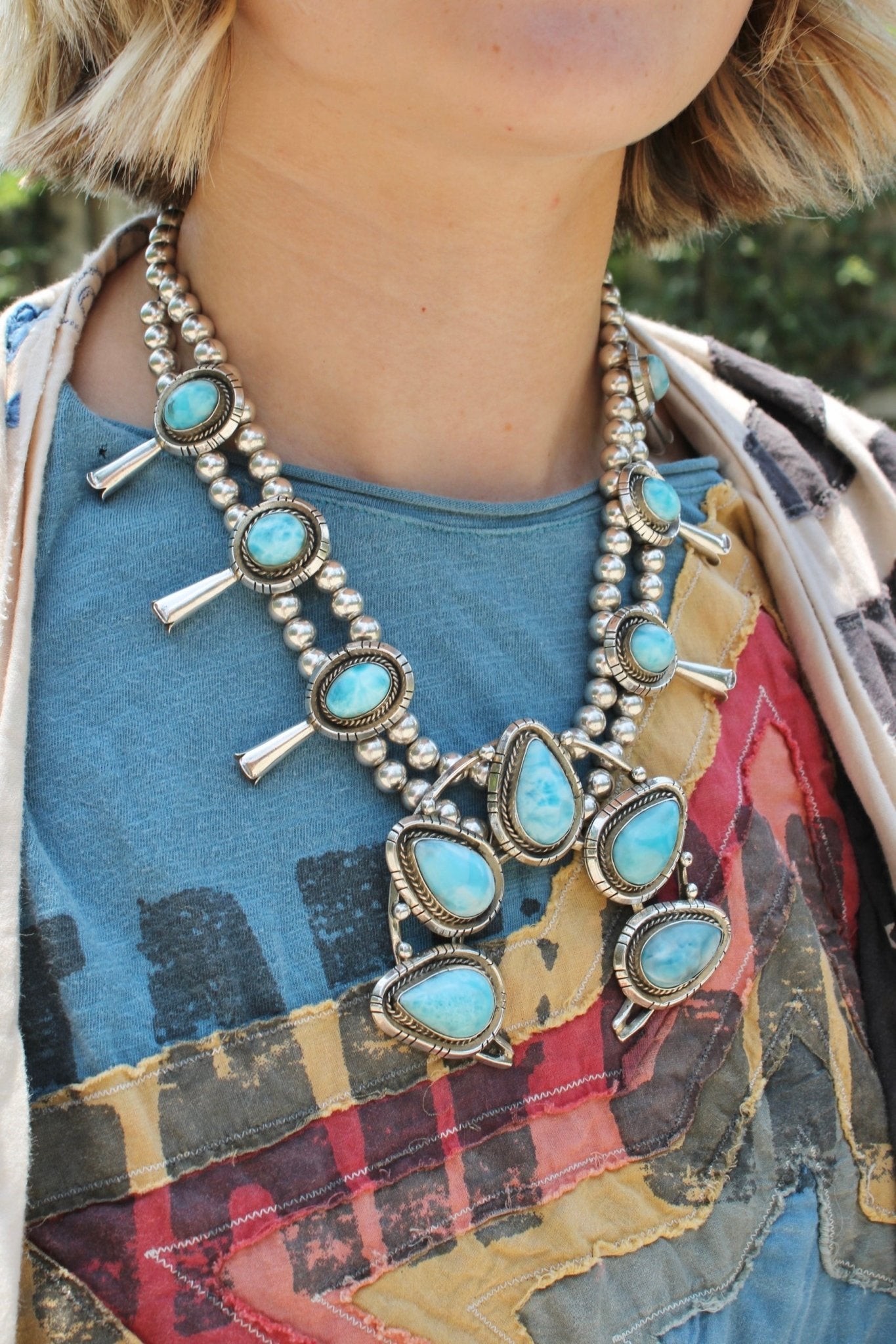 Larimar & Silver Squash BlossomRare FindsNecklaces