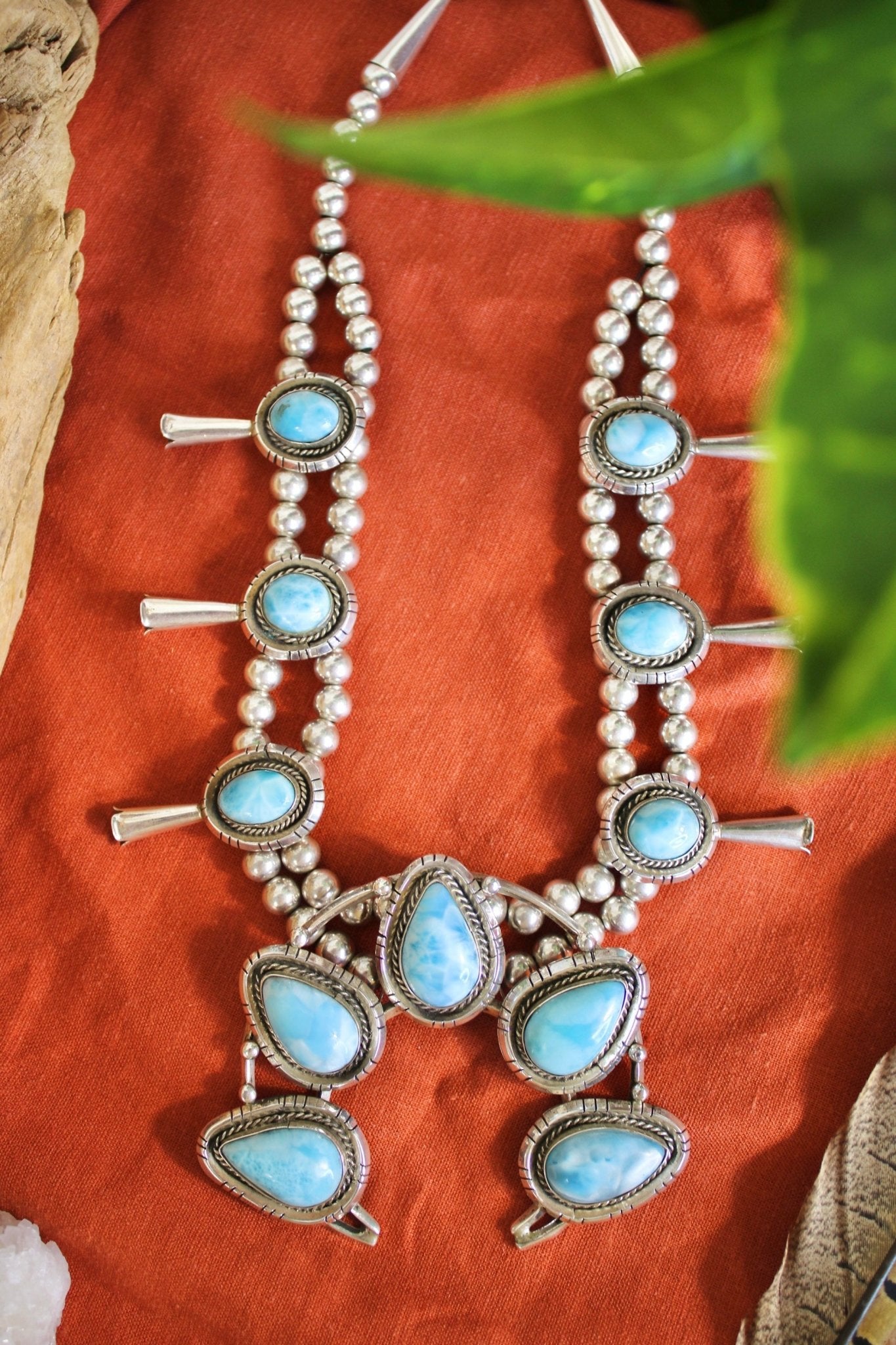 Larimar & Silver Squash BlossomRare FindsNecklaces