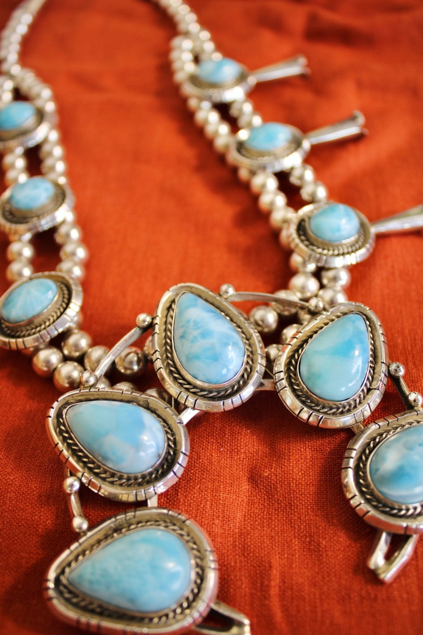 Larimar & Silver Squash BlossomRare FindsNecklaces