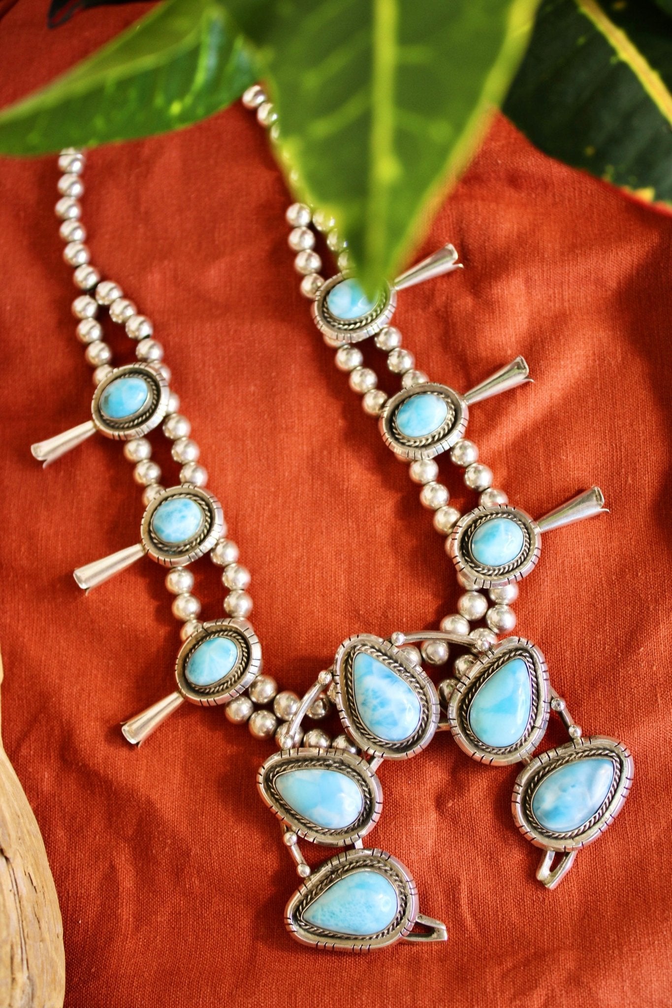 Larimar & Silver Squash BlossomRare FindsNecklaces
