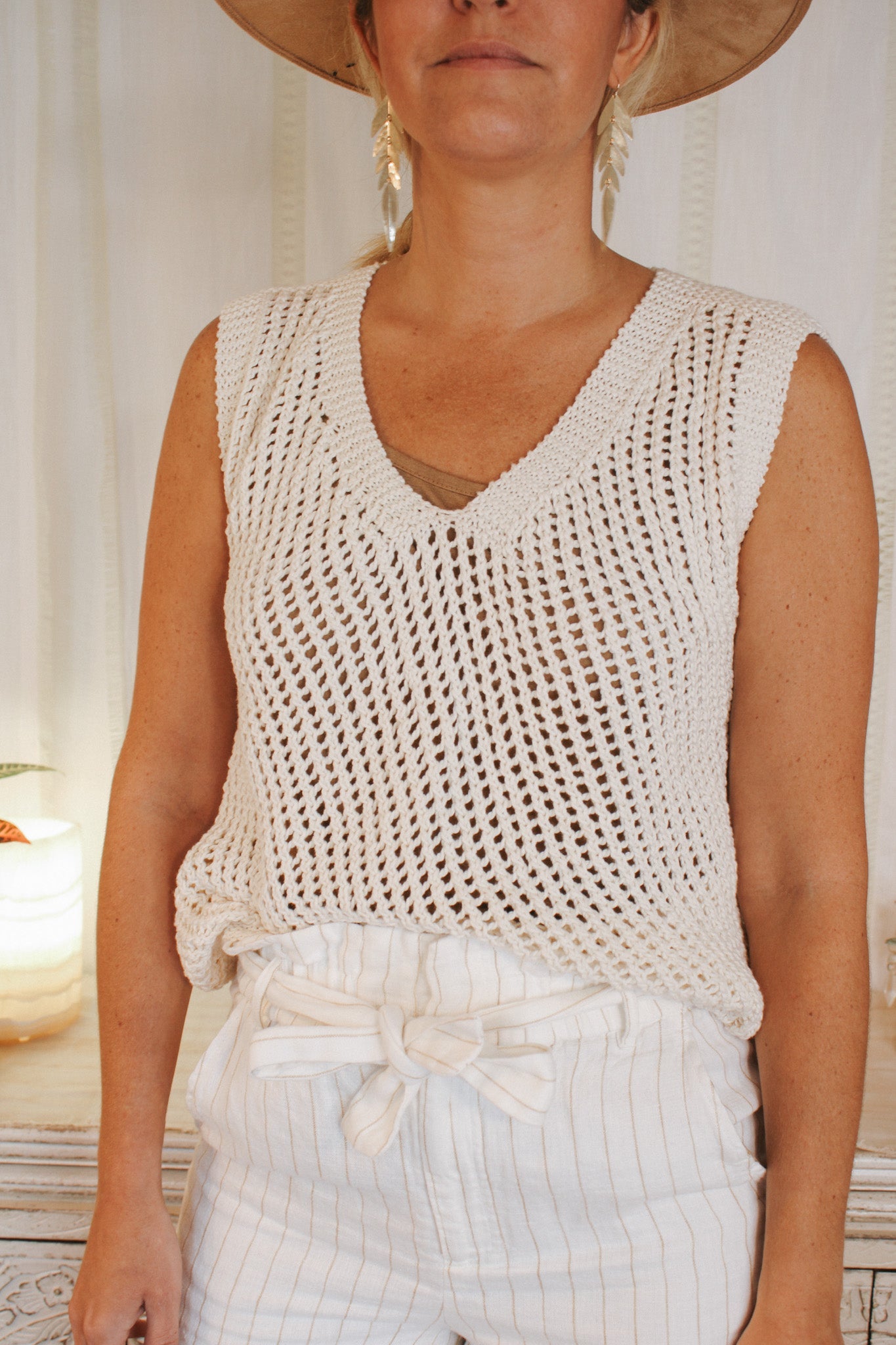 Lattice Top- MilkKINUAShirts & Tops