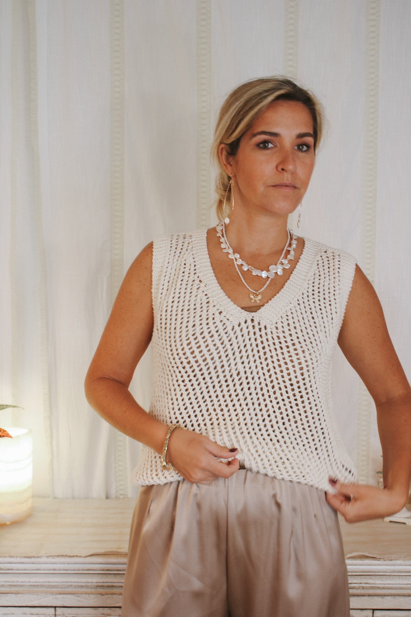 Lattice Top- MilkKINUAShirts & Tops