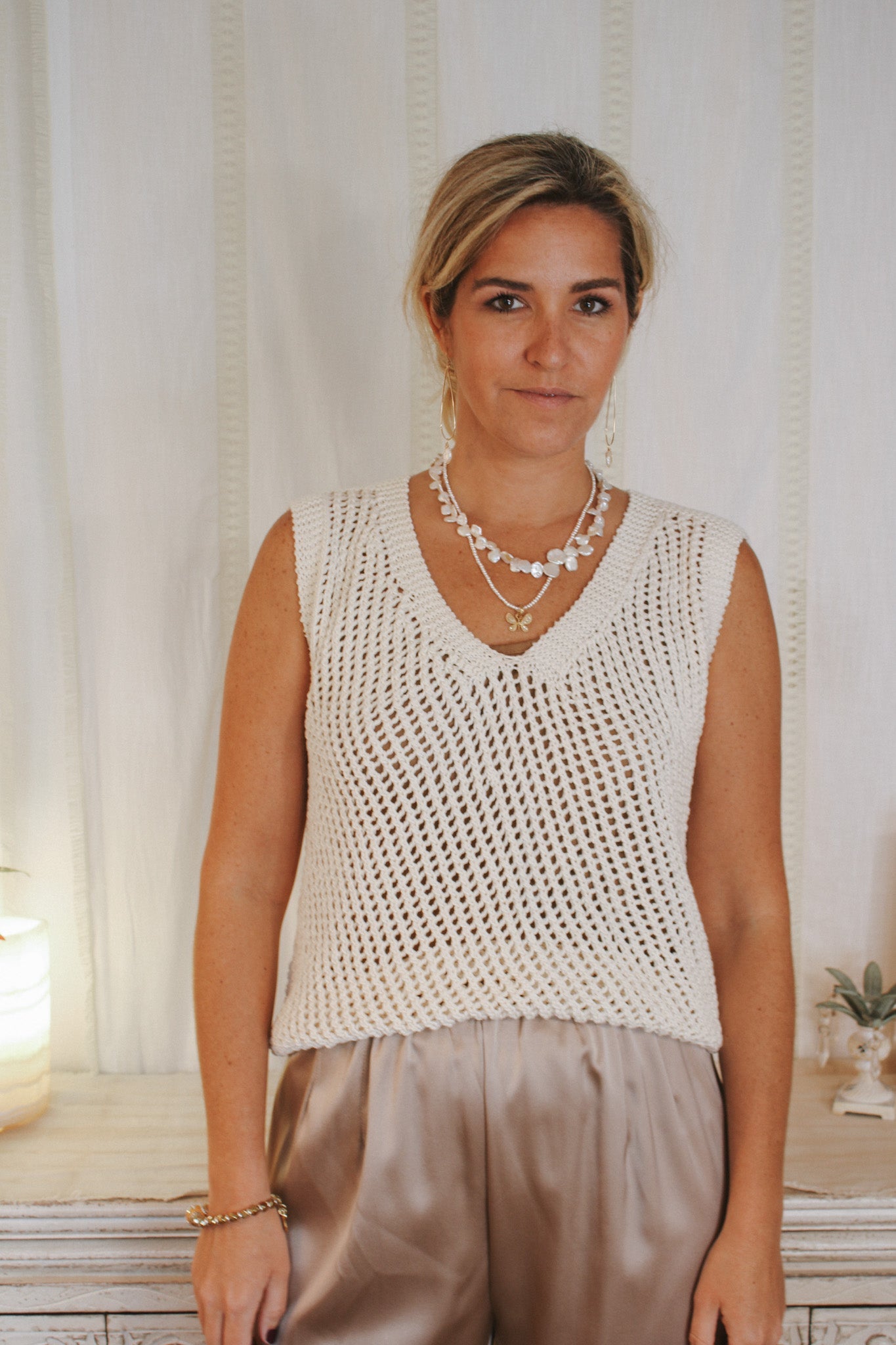 Lattice Top- MilkKINUAShirts & Tops