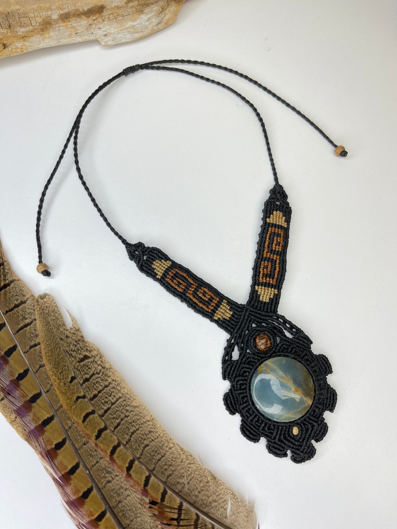 Lemurian Aquatine Macramé NecklaceAdaArtNecklace