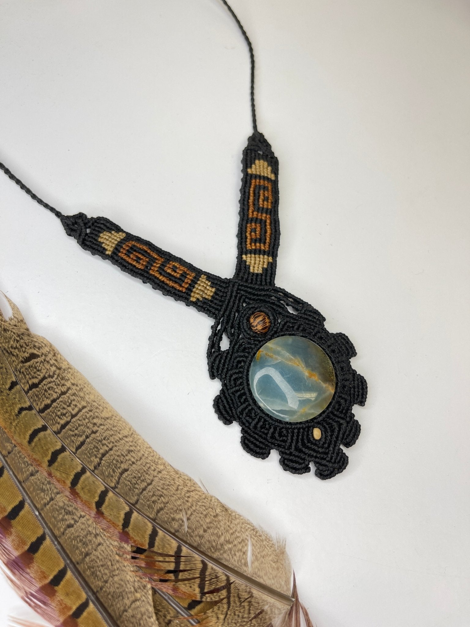 Lemurian Aquatine Macramé NecklaceAdaArtNecklace