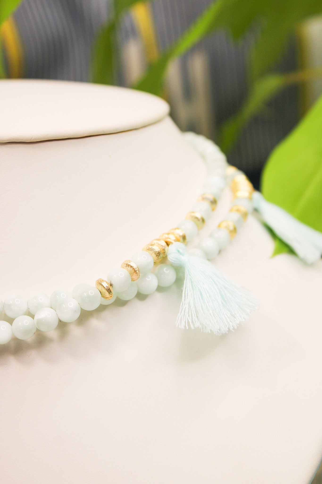 Long Blue Jade Necklace w TasselsRobin JacksonNecklace