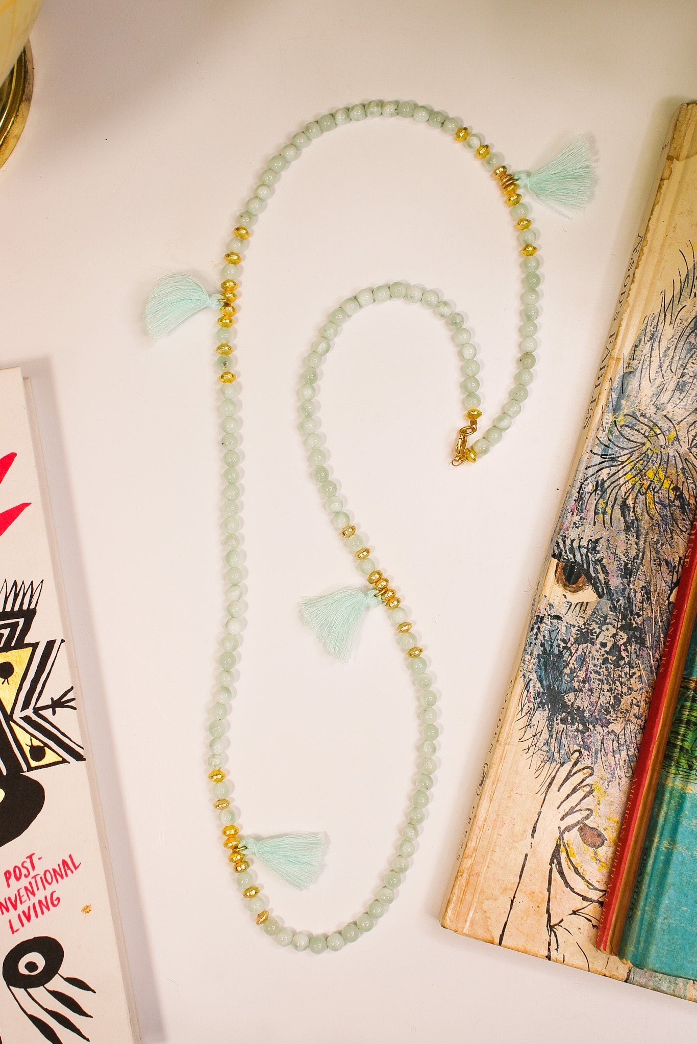 Long Blue Jade Necklace w TasselsRobin JacksonNecklace