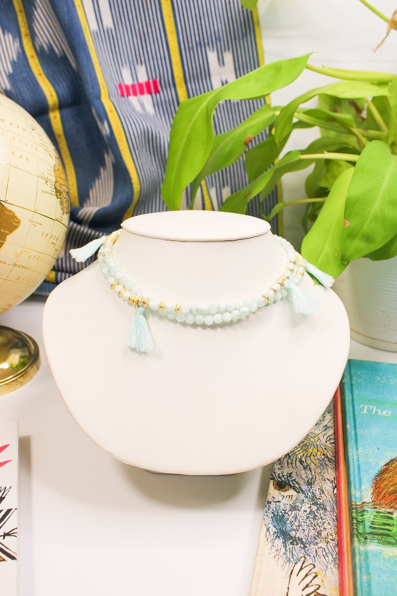 Long Blue Jade Necklace w TasselsRobin JacksonNecklace
