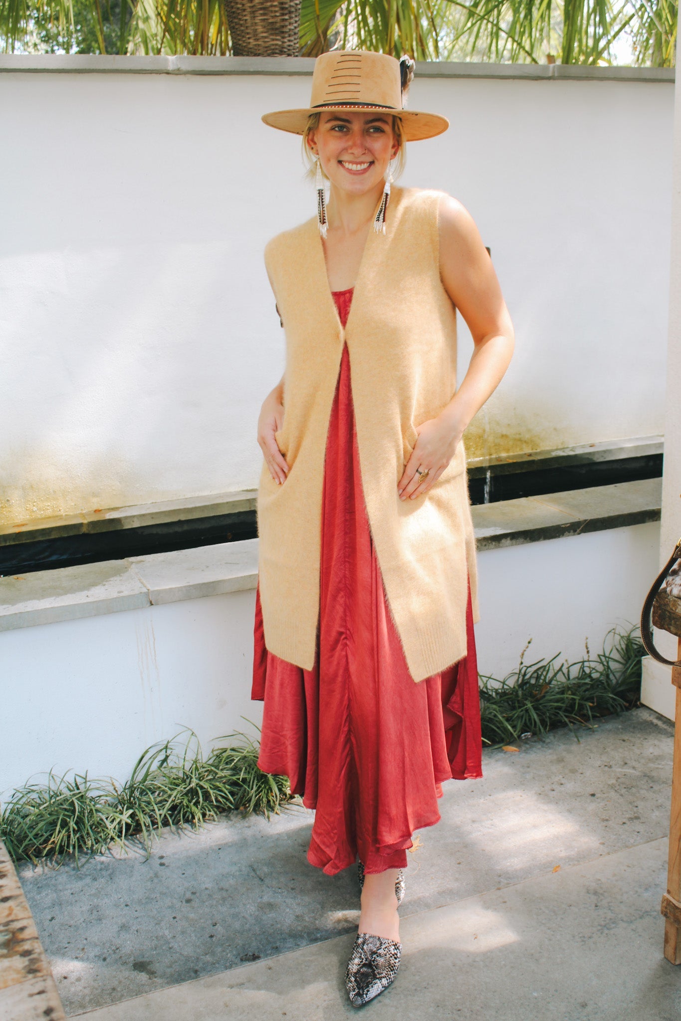 Long Vest- Soft Heathered OrangeCT PlageCardigan
