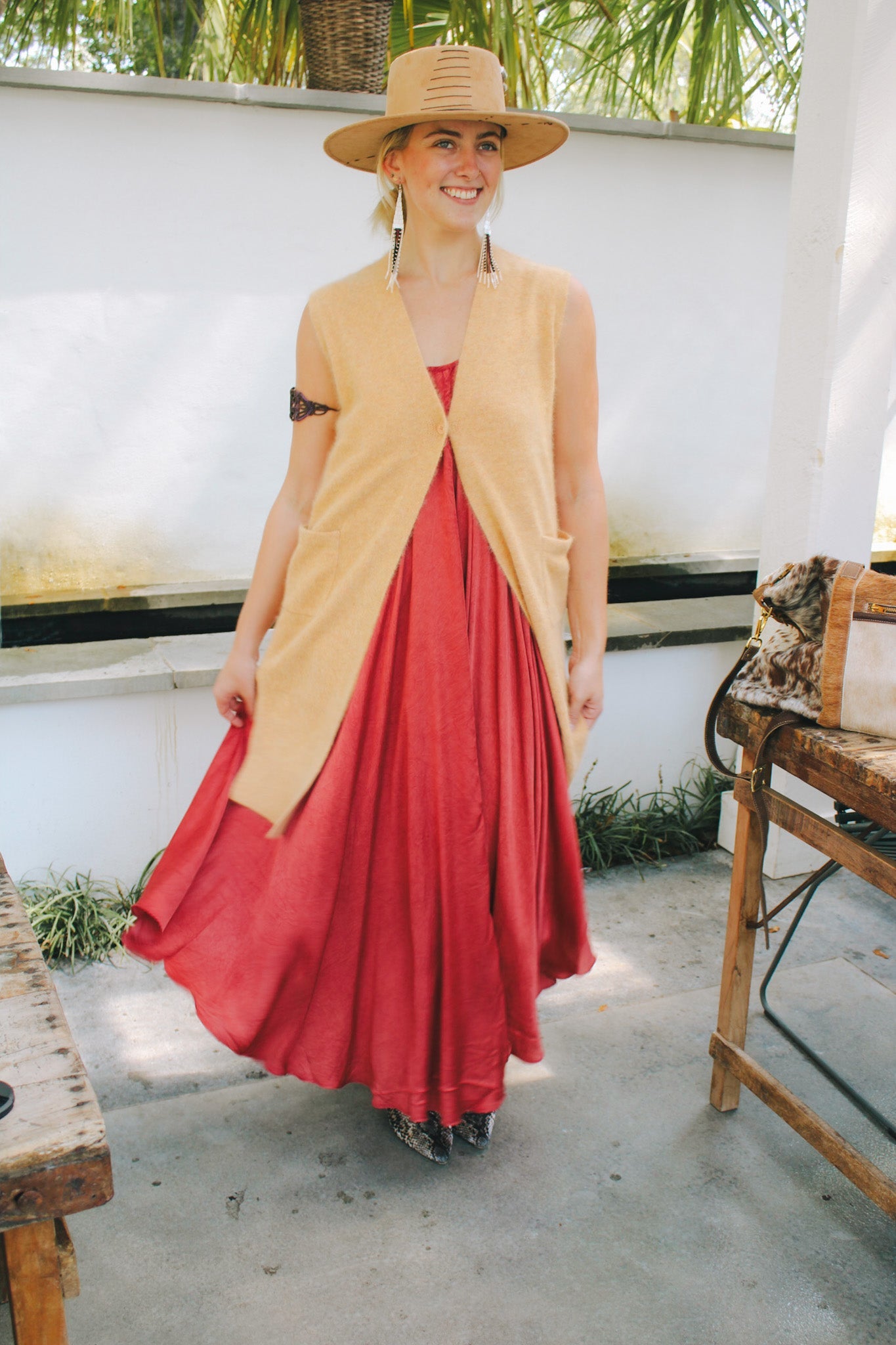 Long Vest- Soft Heathered OrangeCT PlageCardigan