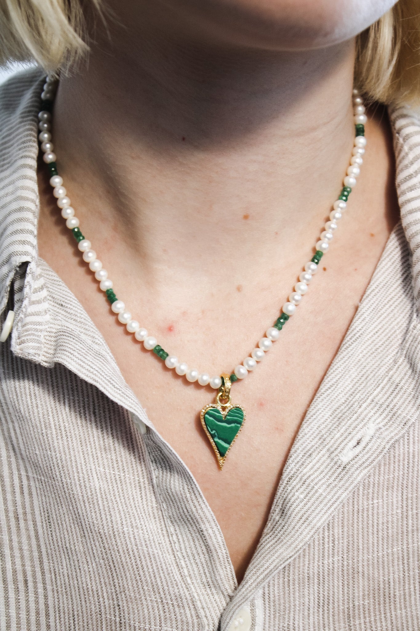 Malachite Diamond Heart NecklaceBeth ZinkNecklace
