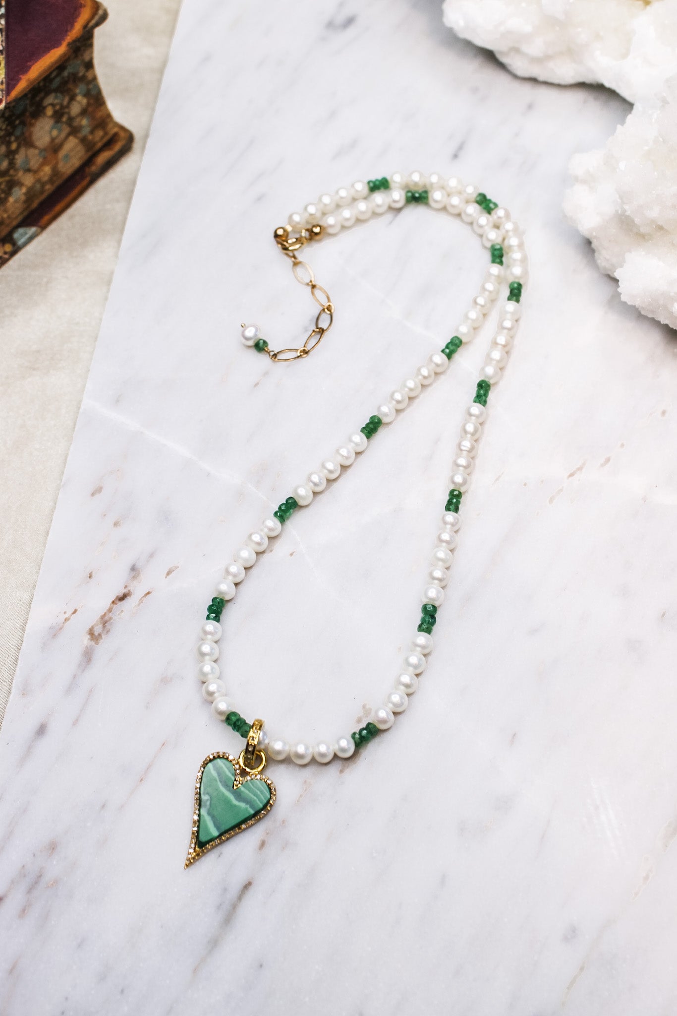 Malachite Diamond Heart NecklaceBeth ZinkNecklace
