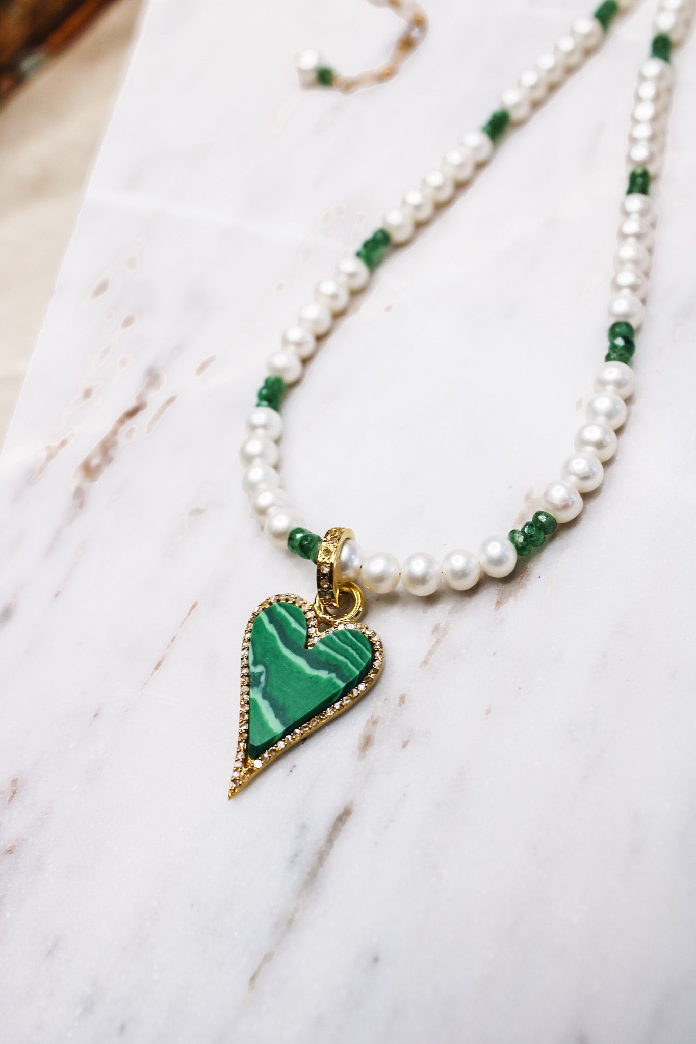 Malachite Diamond Heart NecklaceBeth ZinkNecklace