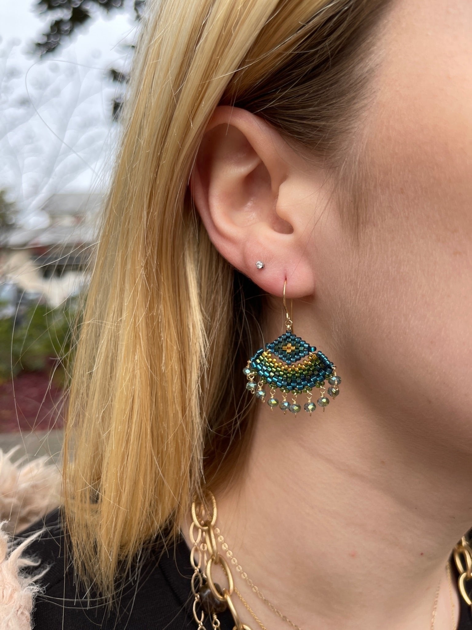 Miguel Ases Gold and Blue Dangle EarringsMiguel AsesEarrings