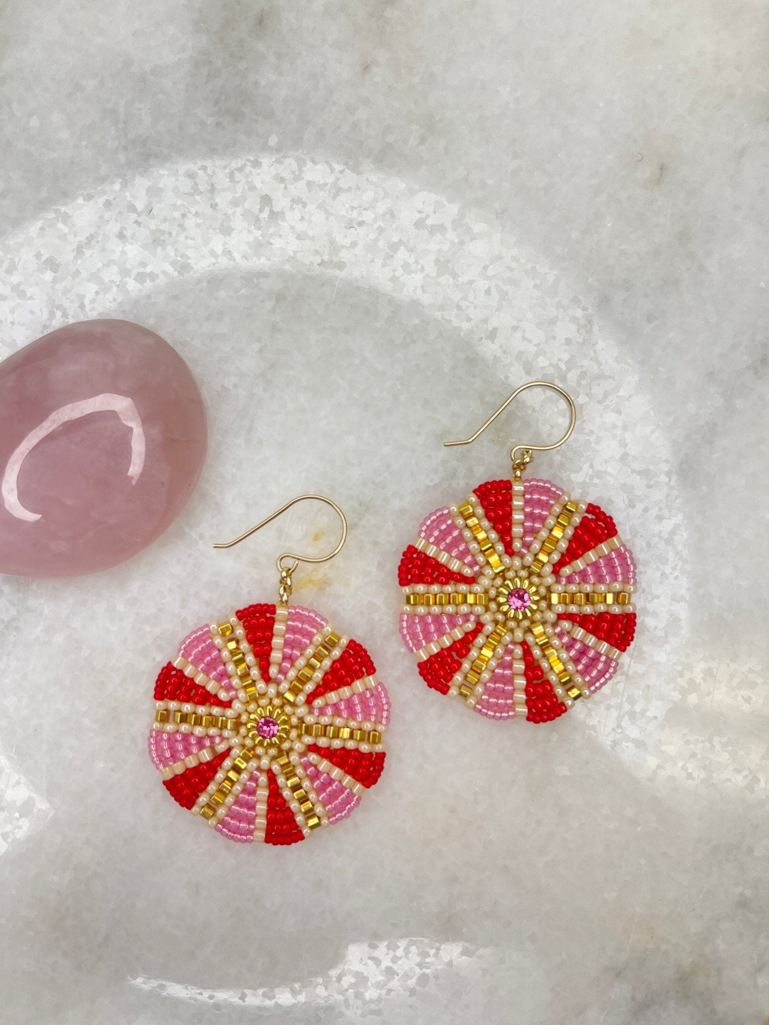 Miguel Ases Pink and Red Pinwheel EarringsMiguel AsesEarrings