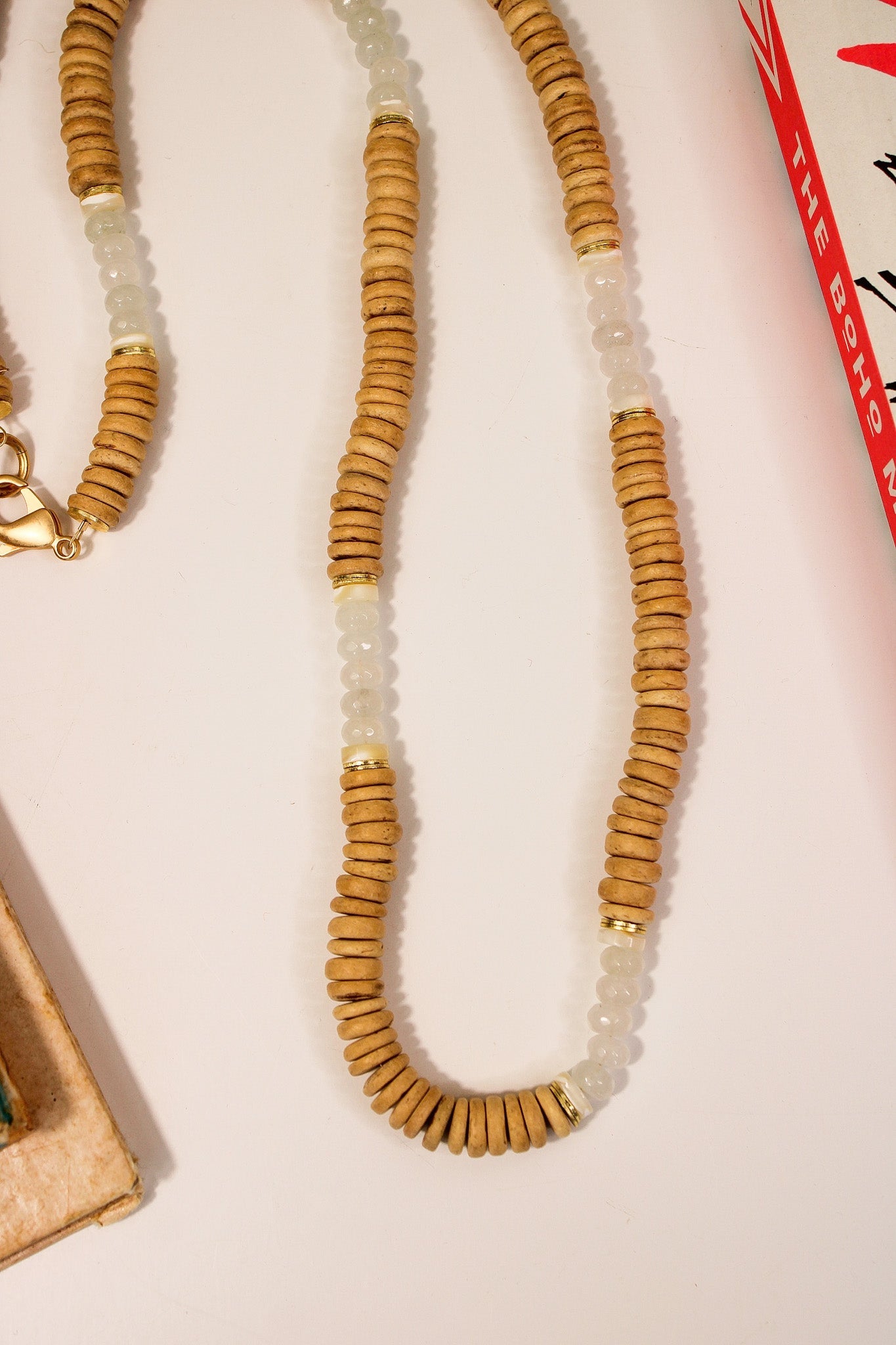Natural Coconut Heishi Bead Necklace w Mother of Pearl DetailRobin JacksonNecklace