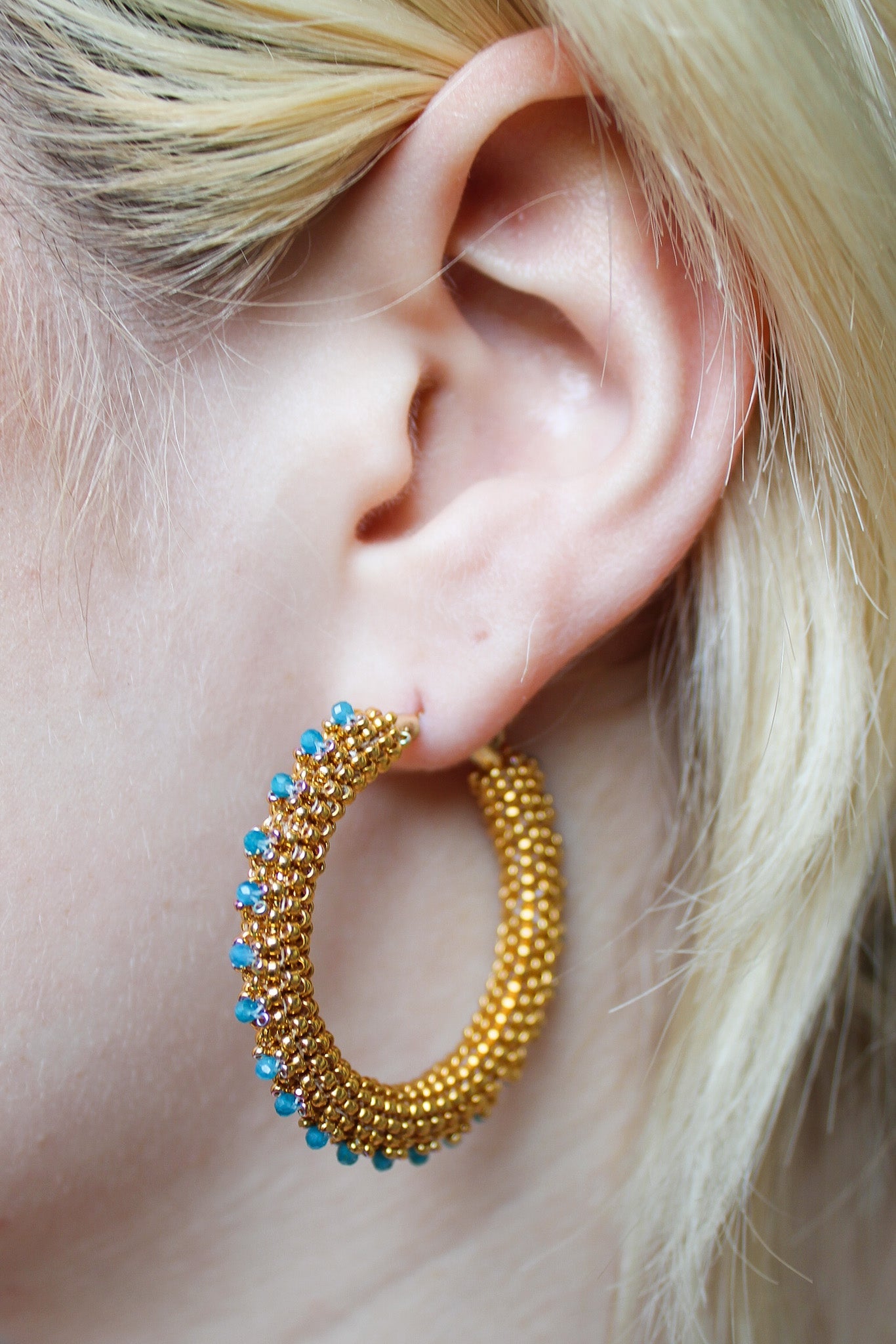 Neon Apatite Beaded Hoop EarringDebra PyeattEarrings