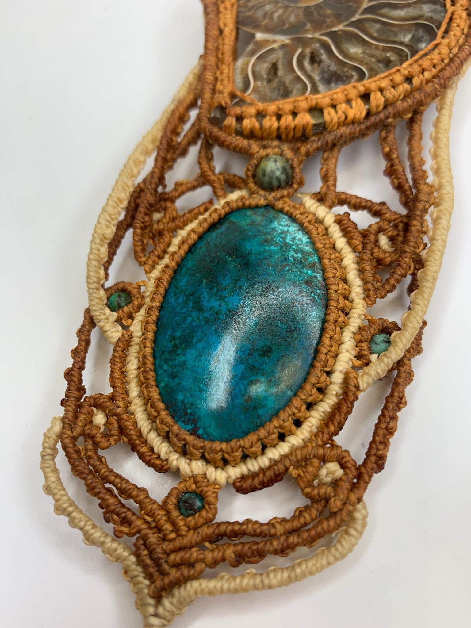 One of a Kind Macrame and Fossil NecklaceAdaArtNecklace
