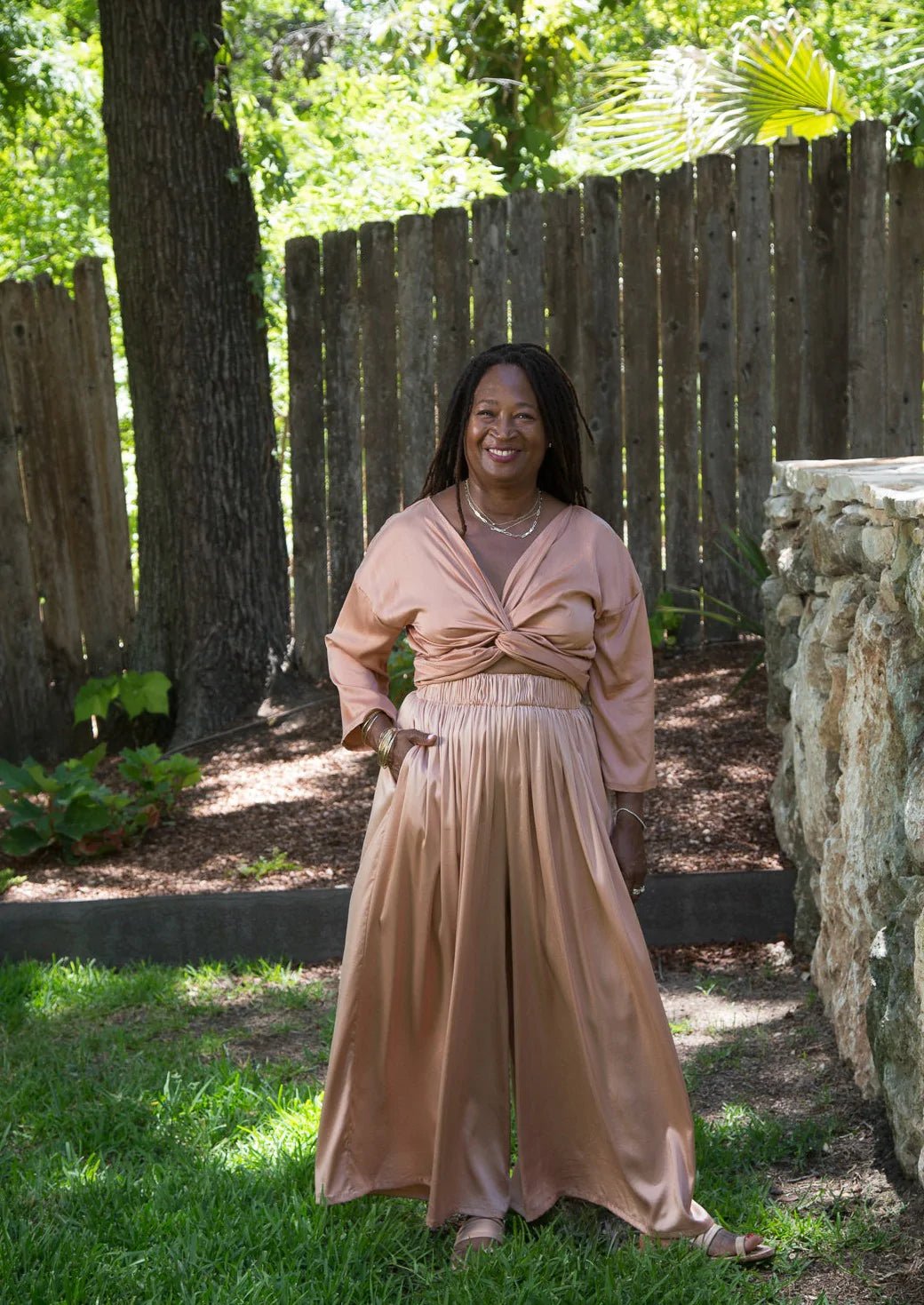 Palazzo Pant in Silk Charmeuse- Acacia & LacMiranda BennettPants