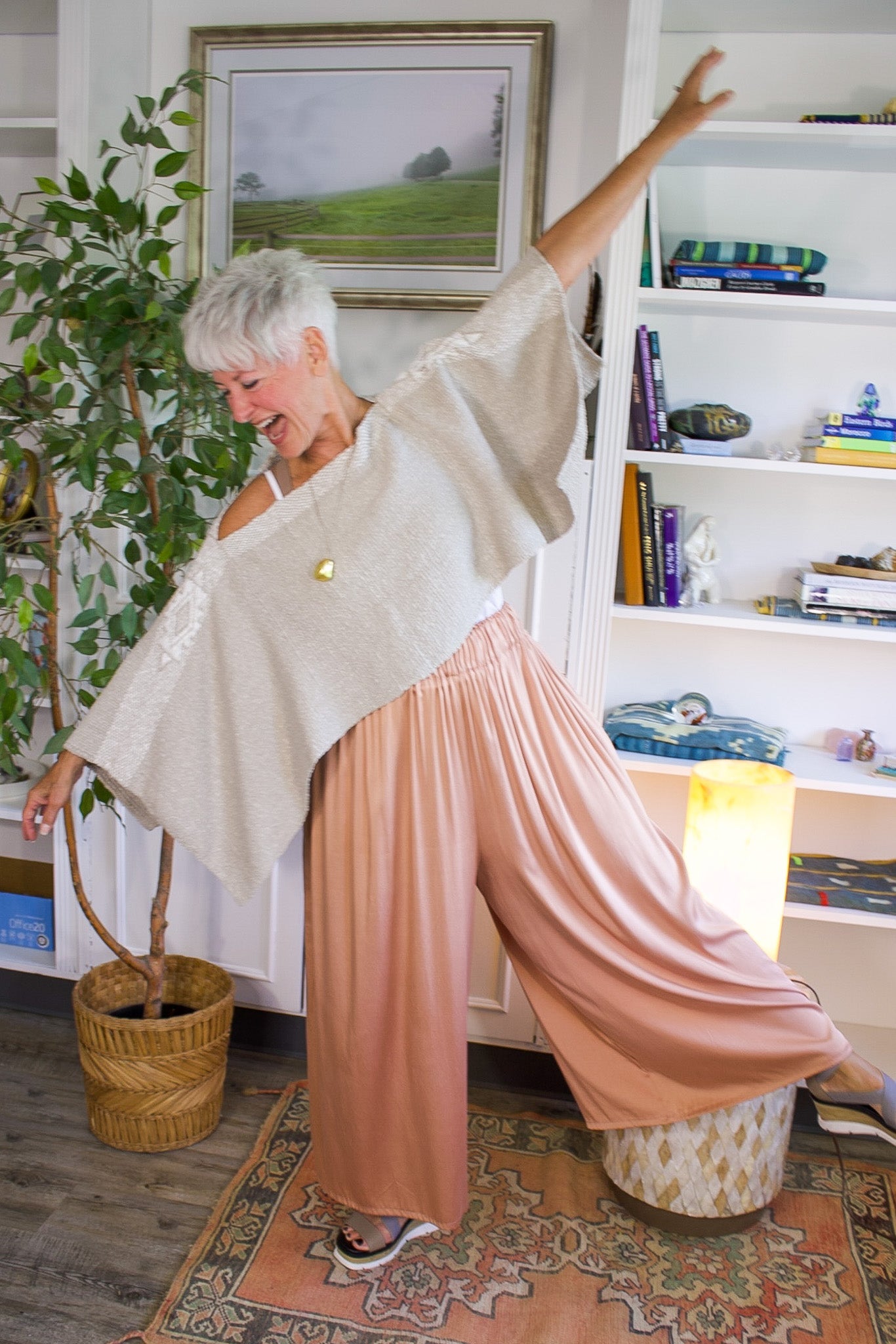 Palazzo Pant in Silk Charmeuse- Acacia & LacMiranda BennettPants