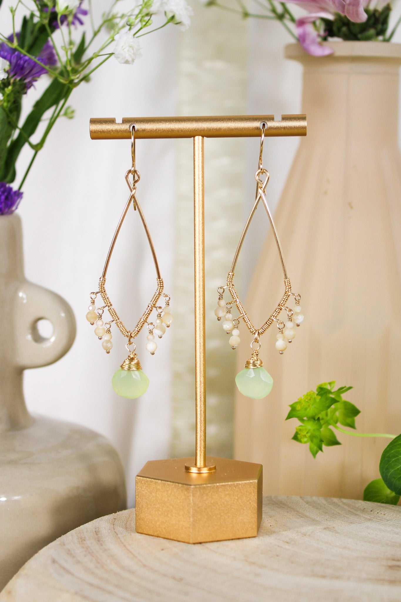 Pearl & Green Chalcedony Earrings #1399James & JezebelleEarrings