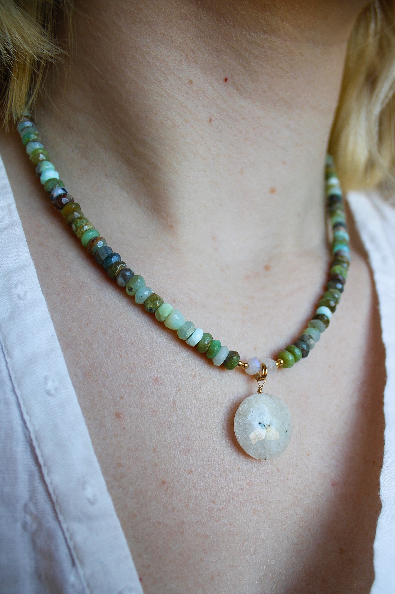 Peruvian Opal & Solar Quartz Necklace #2485James & Jezebellenecklace