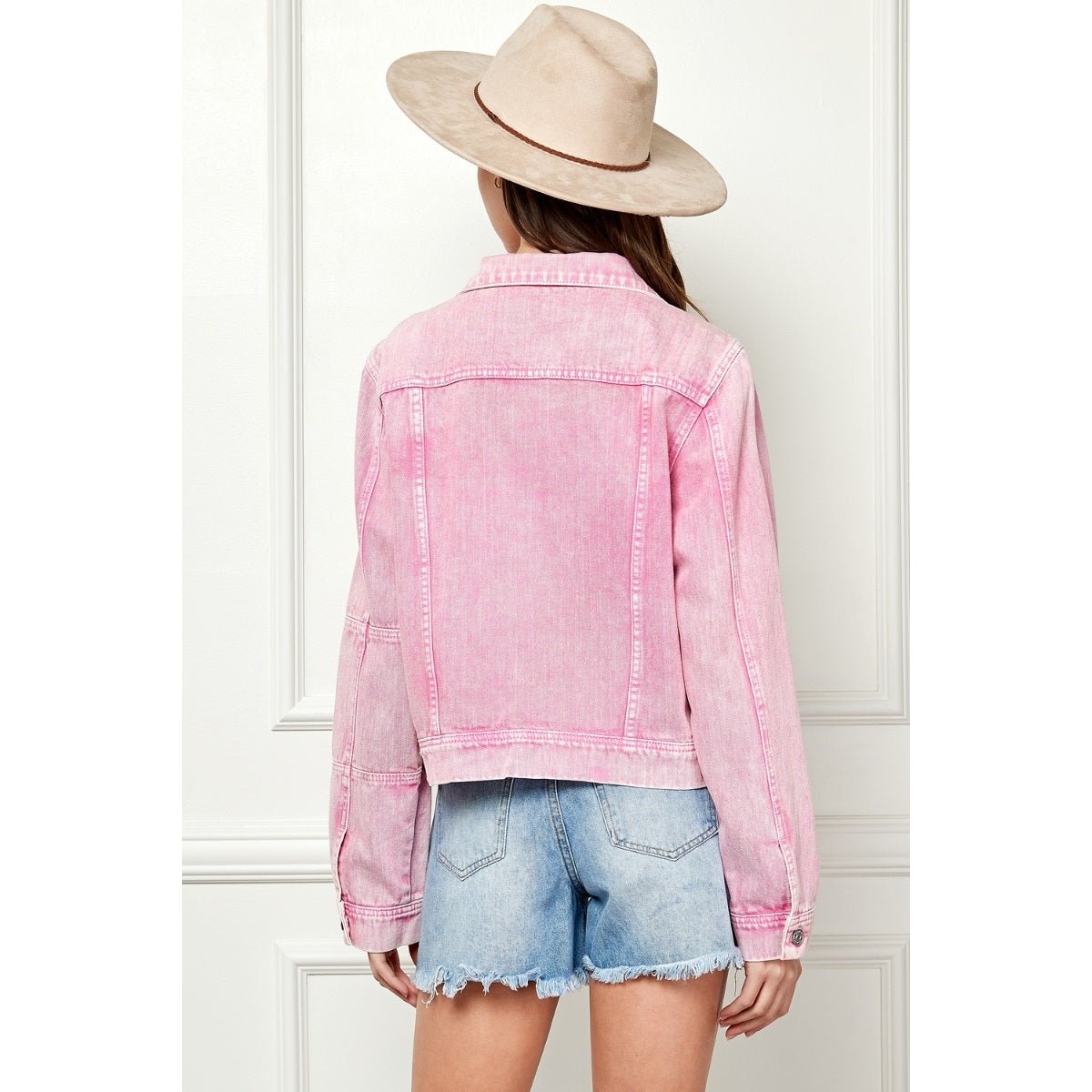 Pink Cropped Denim JacketVeveretJean Jacket