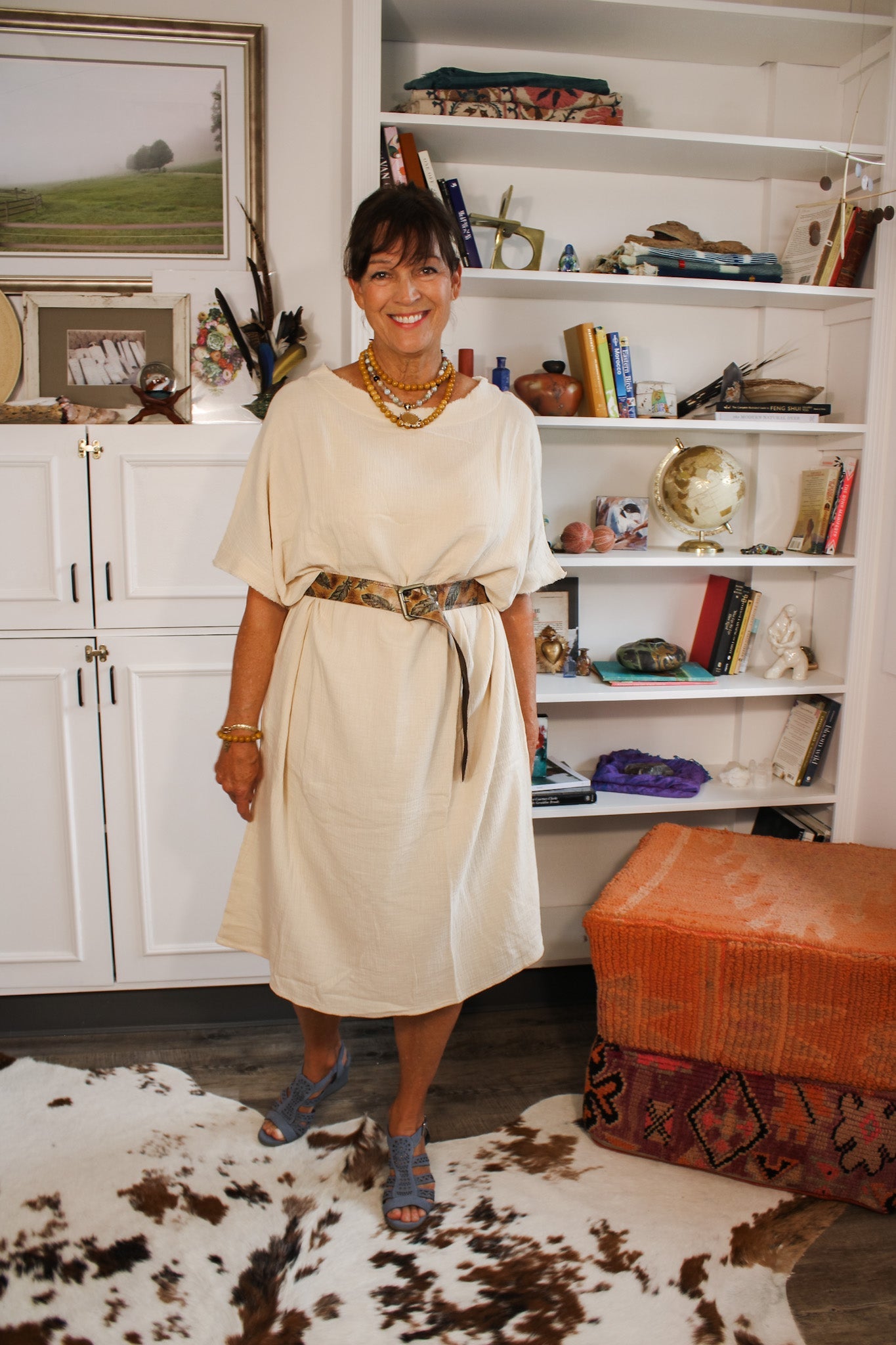 Plumas Sepia Turquoise Embossed Leather BeltRare FindsBelt