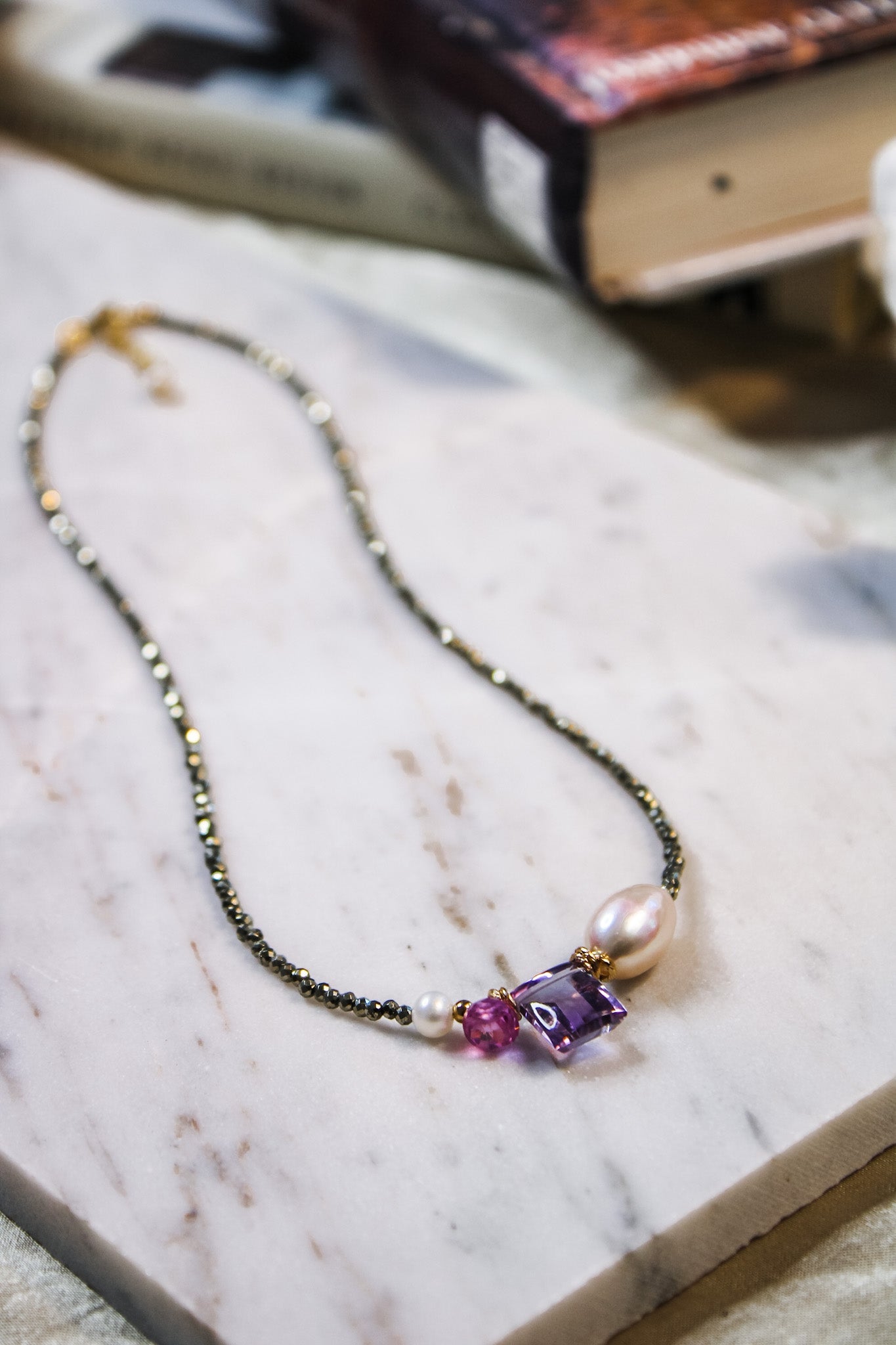 Pyrite Rondelles with Gemstone Necklace (Multiple Options)Beth ZinkNecklace